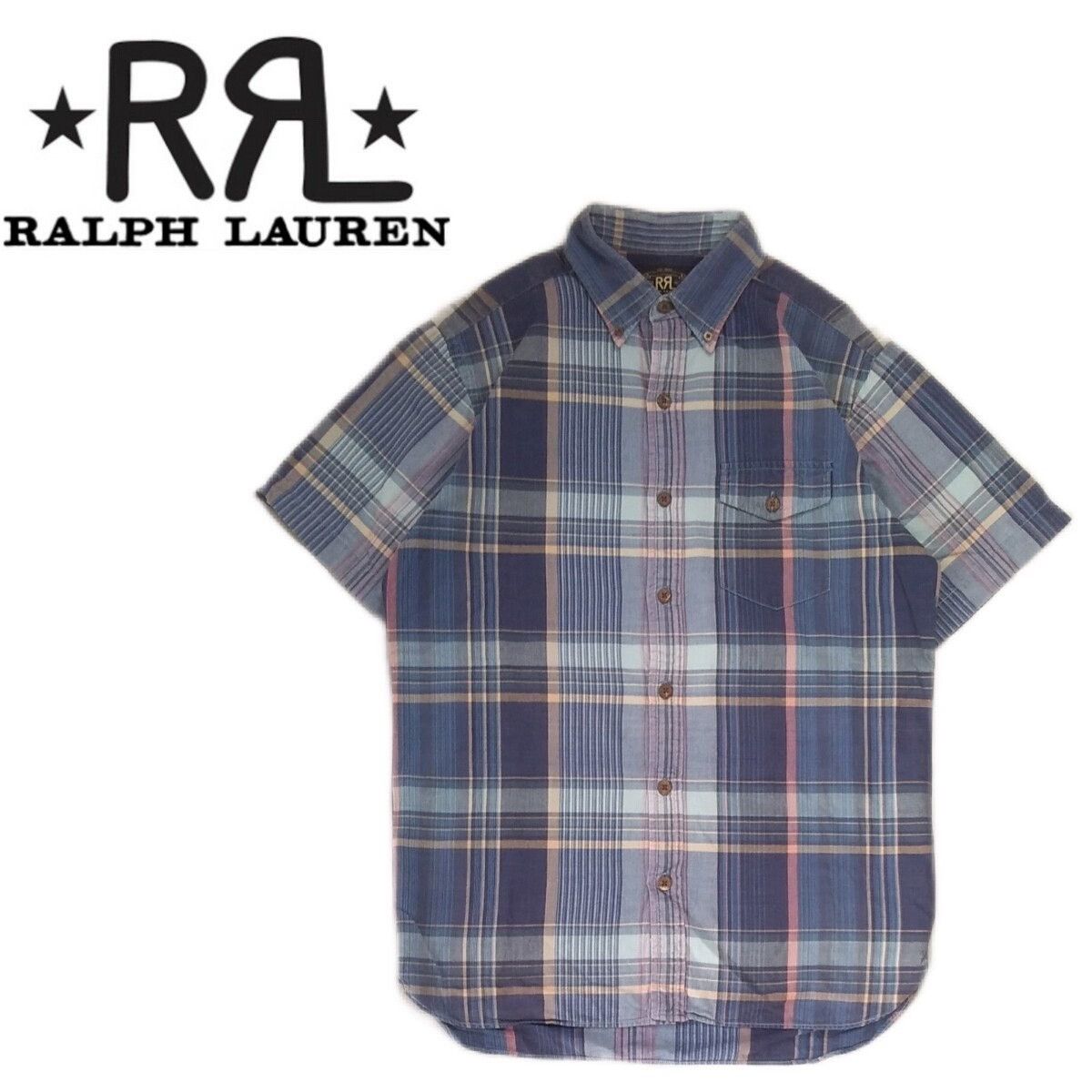 RRL Ralph Lauren Double RL Blue Check Short Sleeve Shirt Size US XL / EU 56 / 4 - 1 Thumbnail