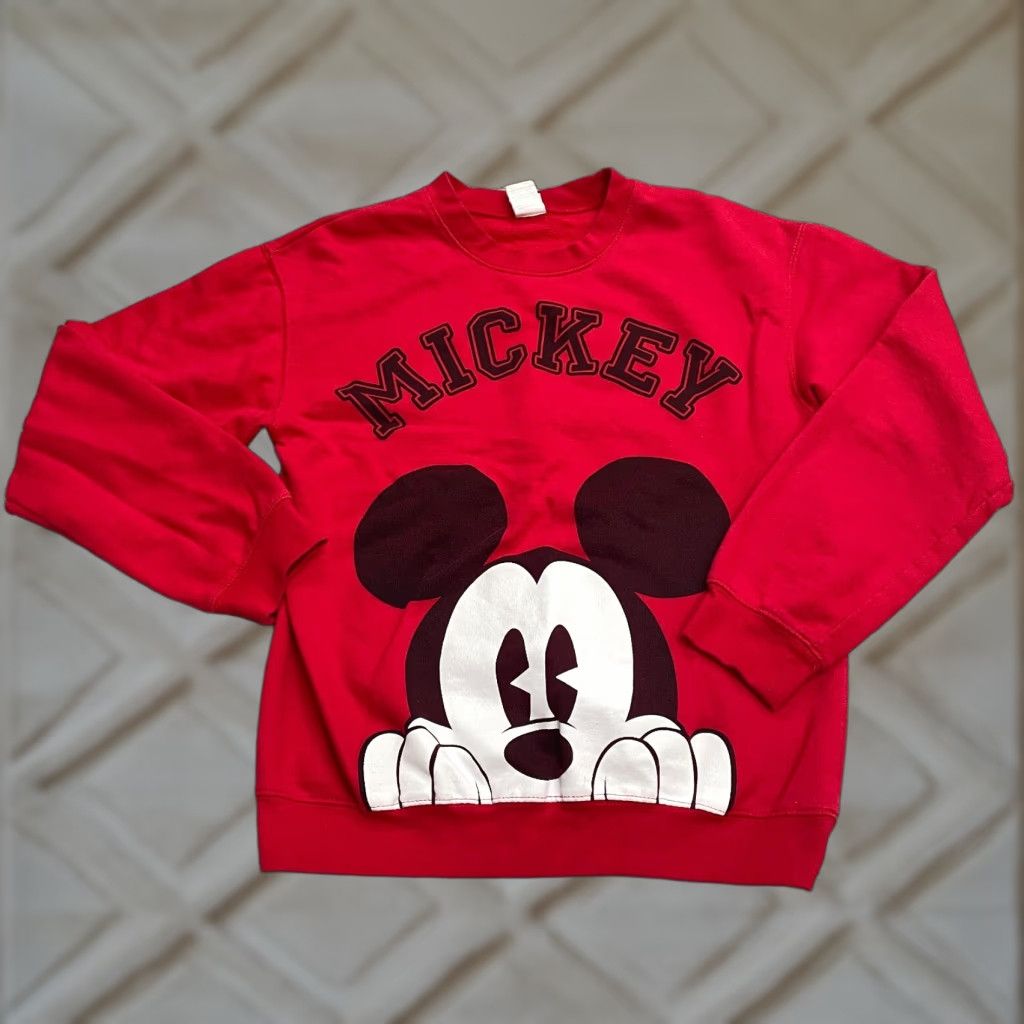 Disney Disney Mickey Mouse Graphic Logo Sweatshirt Women M Red Crew Neck Pullover Size M / US 6-8 / IT 42-44 - 1 Thumbnail