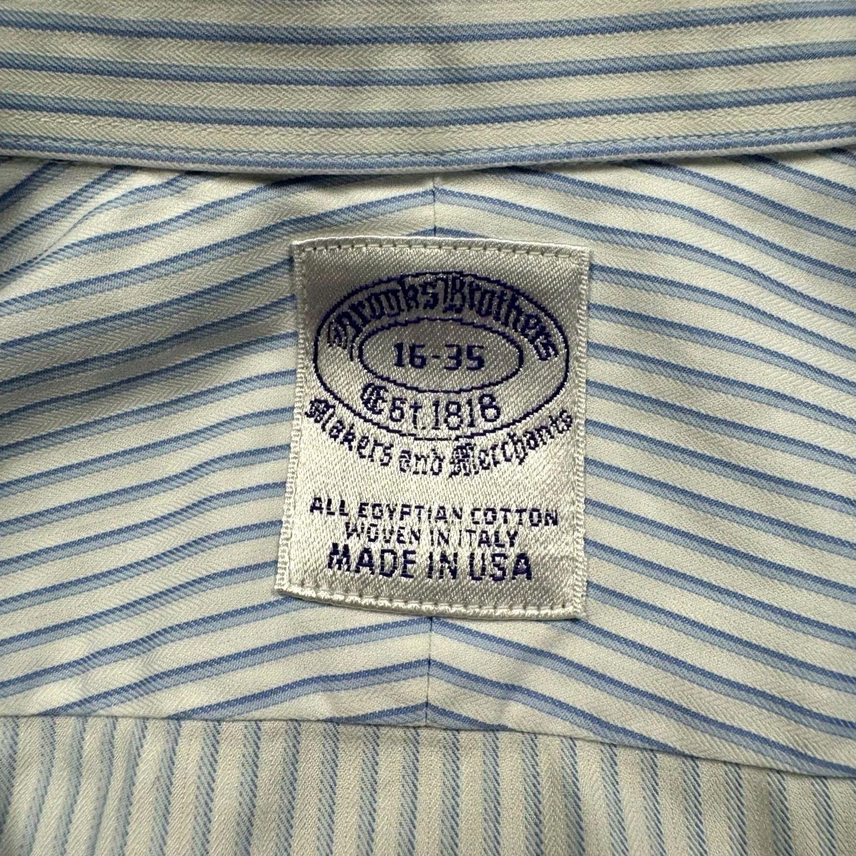 Brooks Brothers VINTAGE Brooks Brothers Button Down Shirt Mens Long Sleeve Blue Pinstripe 16/35 90s Size US L / EU 52-54 / 3 - 4 Thumbnail