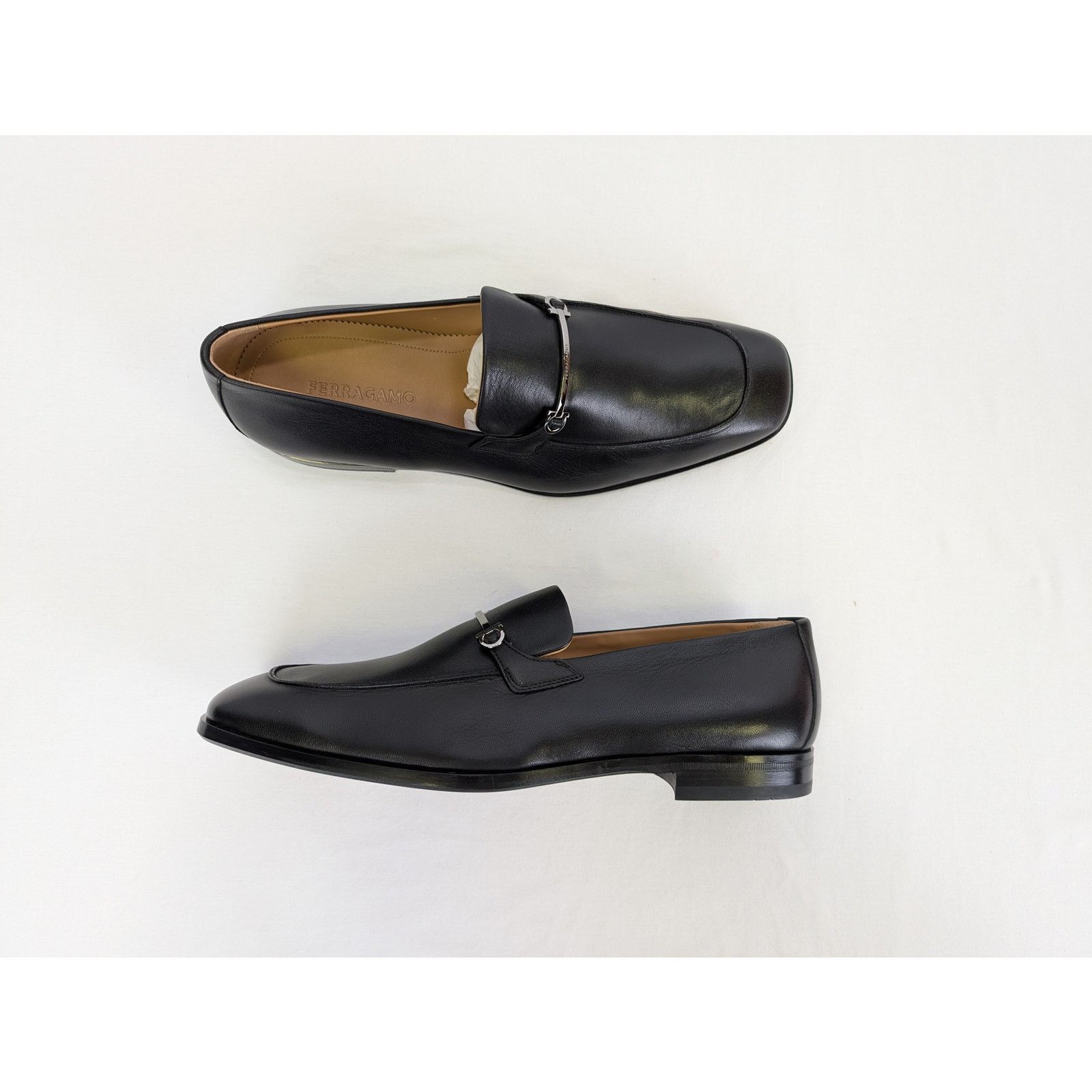 Salvatore Ferragamo o1rshd1 Fedro Leather Loafer shoe Boots in Black 10.5 Size US 10.5 / EU 43-44 - 1 Thumbnail