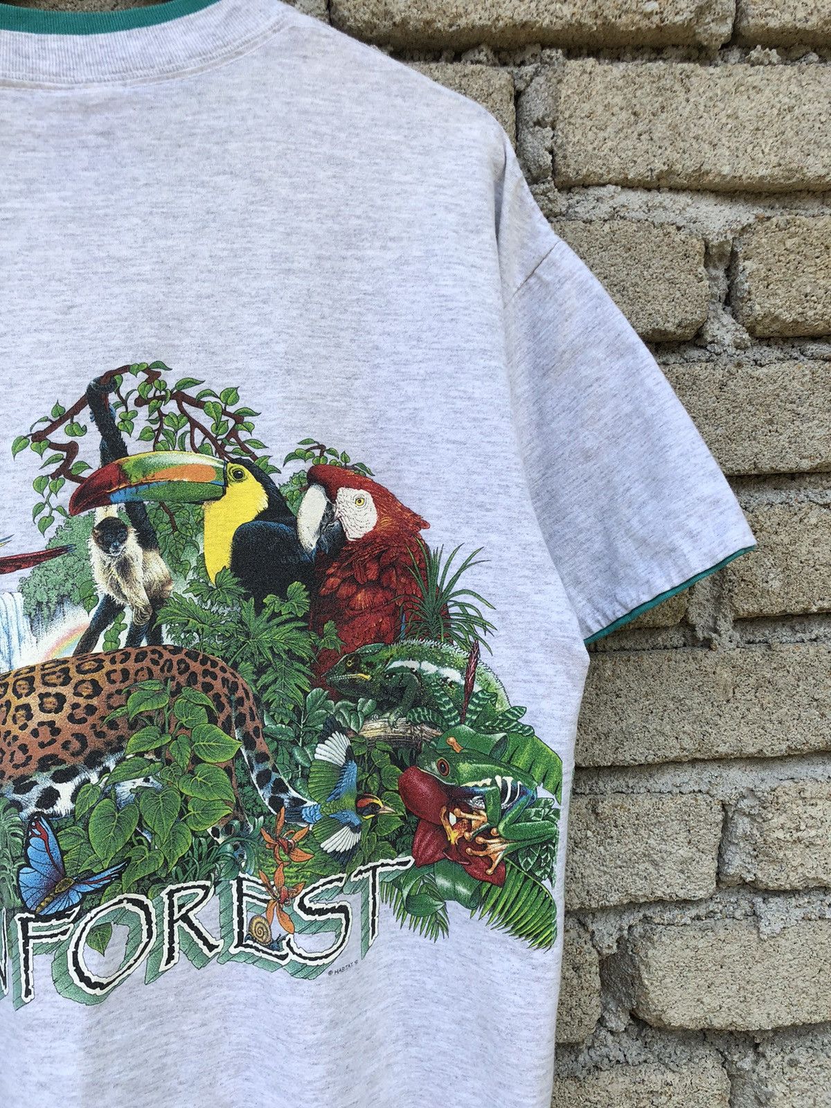 Vintage Vintage 90s Habitat Rainforest Animals Nature Mirror Tshirt Size US XL / EU 56 / 4 - 20 Thumbnail