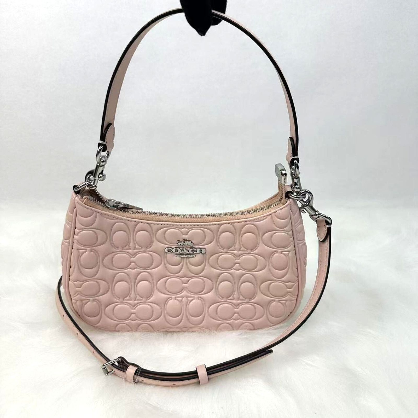 Coach Teri Shoulder Crossbody Bag In Signature Leather Blush in Pink, Women's