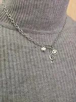 Jewelry Smiling Face Vintage Necklace chain pendent Size ONE SIZE - 4 Thumbnail
