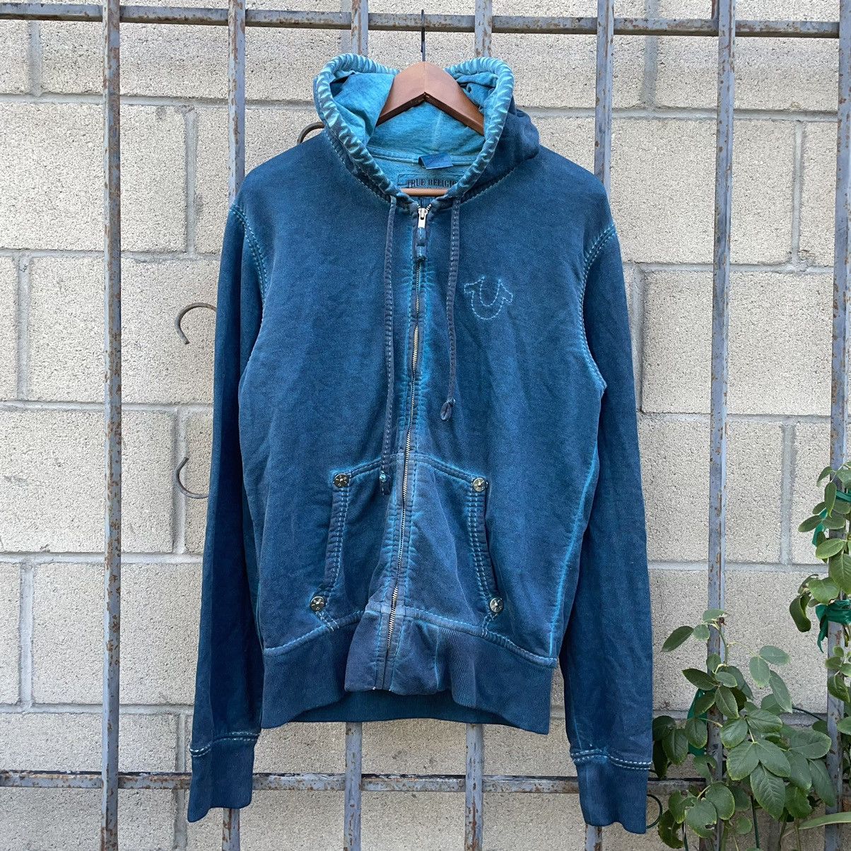 image of True Religion Indigo Zip Up Hoodie in Blue, Men's (Size Small)