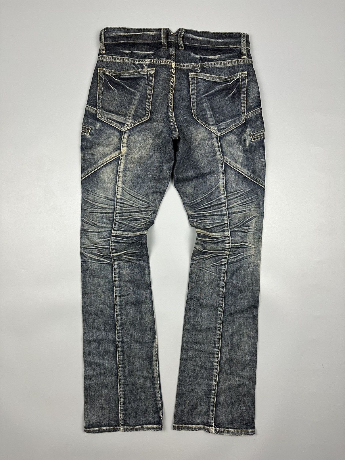 Japanese Brand × Michel Klein 🔥Flared🔥 Michel Klien Multi Zipper Pocket Lightning Jeans Size US 31 - 2 Thumbnail