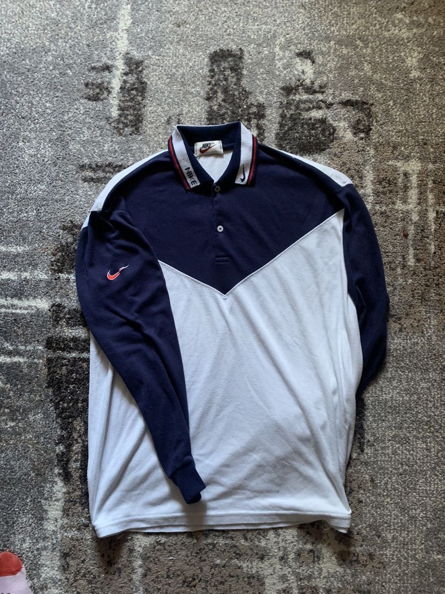 Nike × Vintage Nike vintage long sleeves small logo polo 90s Size US L / EU 52-54 / 3 - 4 Thumbnail