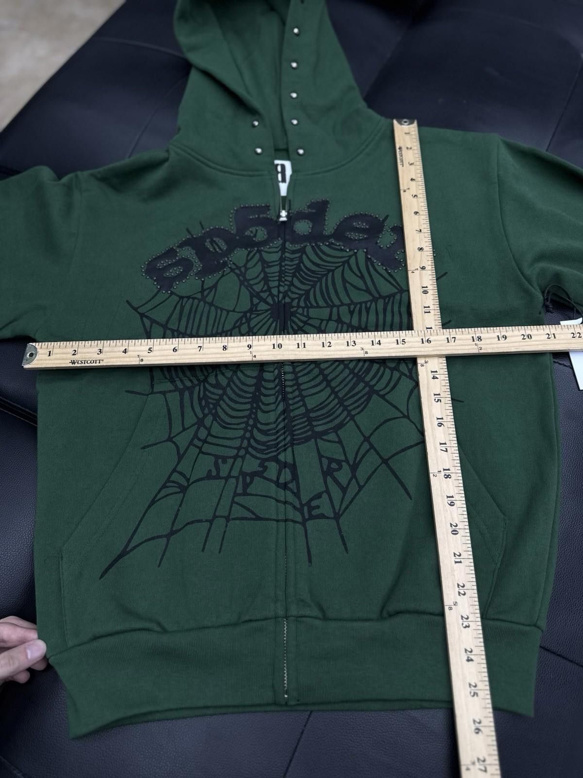 Sp5der Sp5der Worldwide Green Zip Up Studded Hoodie Size Small Size US S / EU 44-46 / 1 - 6 Thumbnail