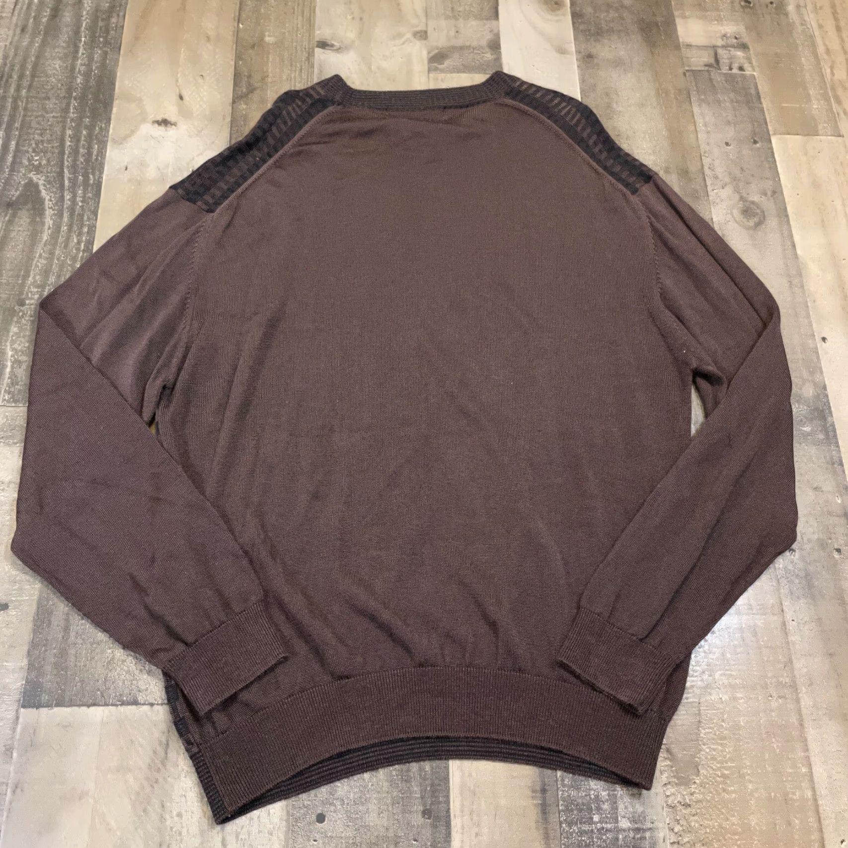 Pronto Uomo Pronto Uomo Sweater XL Brown Pullover Striped Crew Neck Long Sleeves Knit Mens Size US XL / EU 56 / 4 - 2 Thumbnail