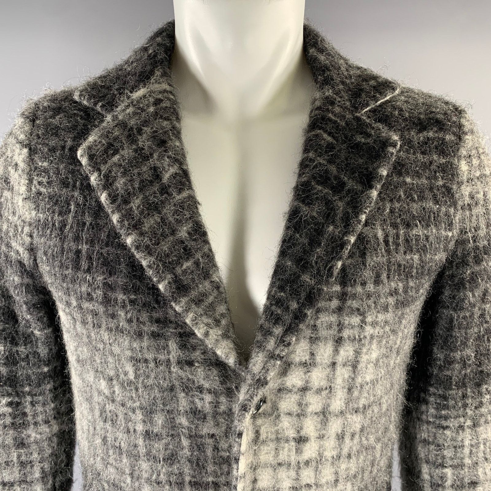 Scotch & Soda SCOTCH & SODA Grey Black Gingham Wool Blend Overcoat Size S Size US S / EU 44-46 / 1 - 2 Thumbnail