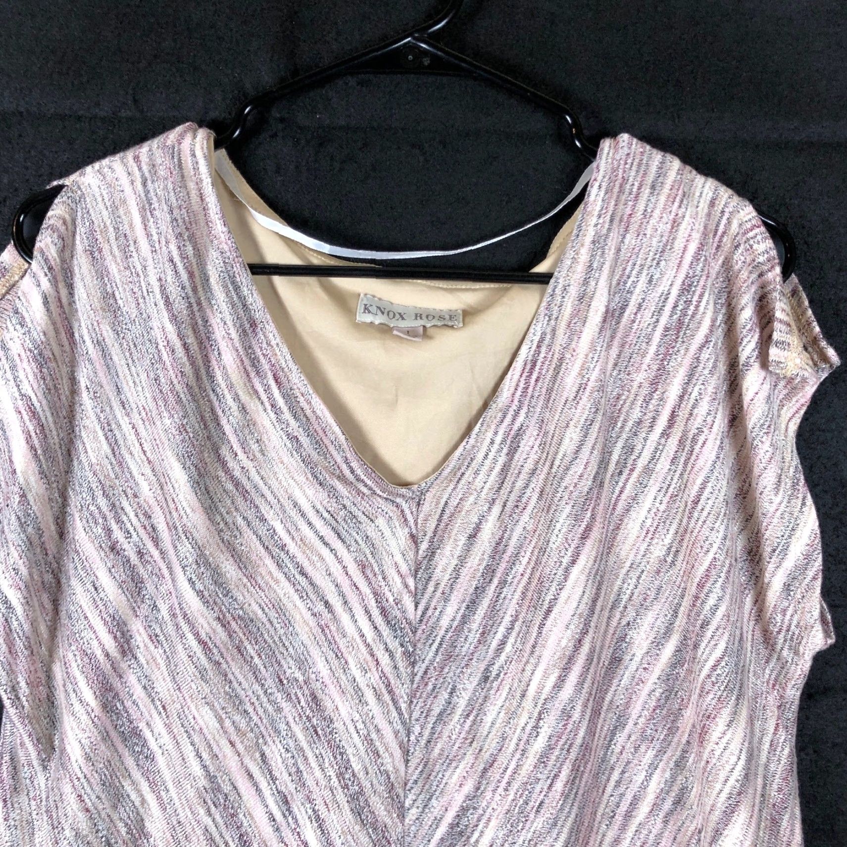 Vintage Knox Rose Women Shirt Pink Brown V Neck Lined Short Sleeve Stretch 1X Size XL / US 12-14 / IT 48-50 - 2 Thumbnail