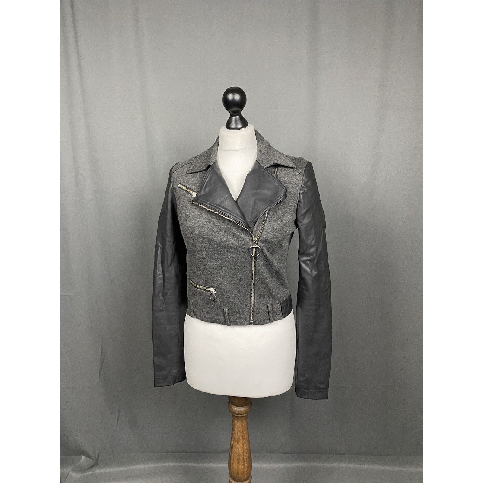 Versace Versace Assymetric Gray Black Biker Motorcycle Jacket Size Size S / US 4 / IT 40 - 2 Thumbnail