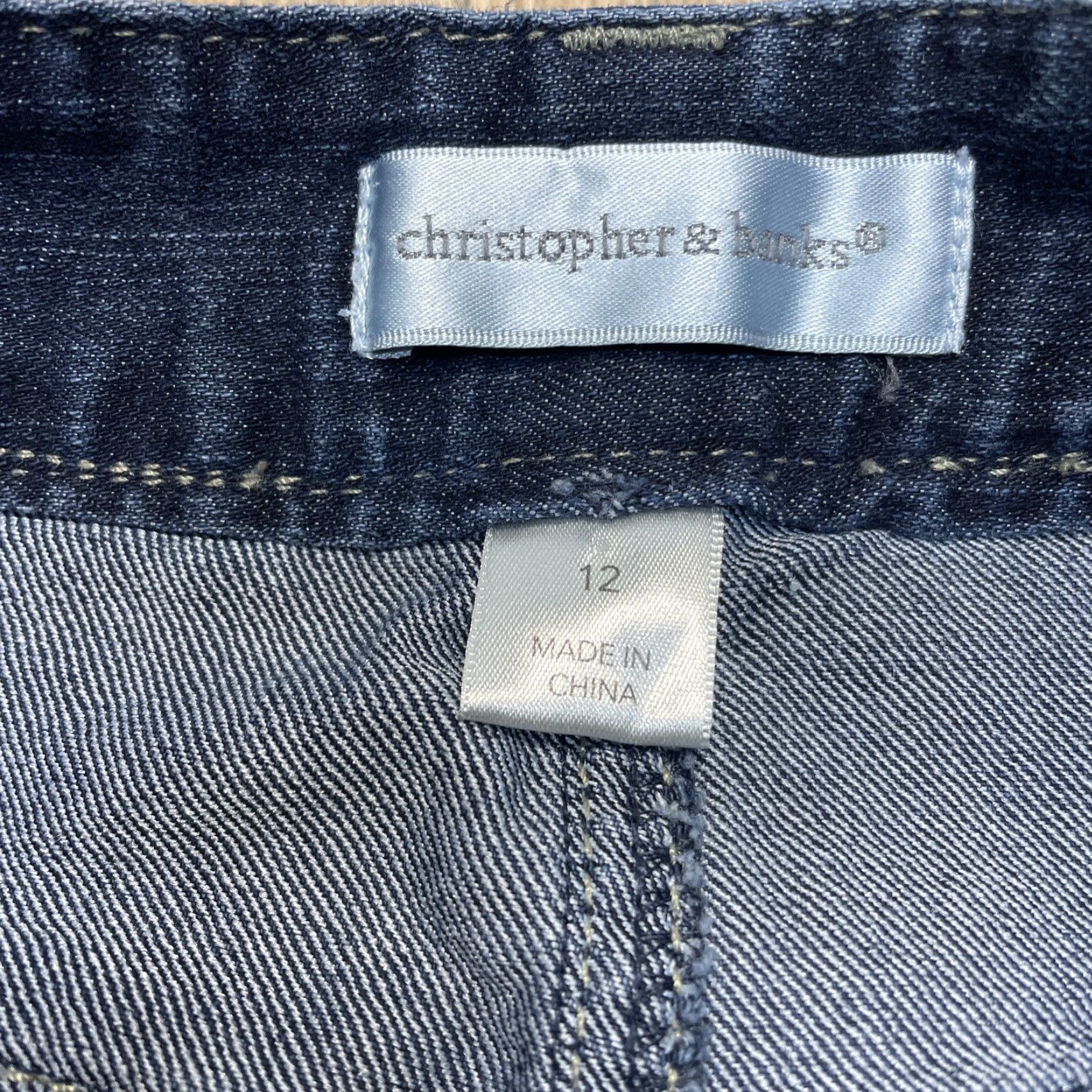 Vintage VINTAGE Christopher & Banks A-Line Skirt Women's Regular Size 12 Blue Denim Short Size 34" / US 12 / IT 48 - 2 Thumbnail