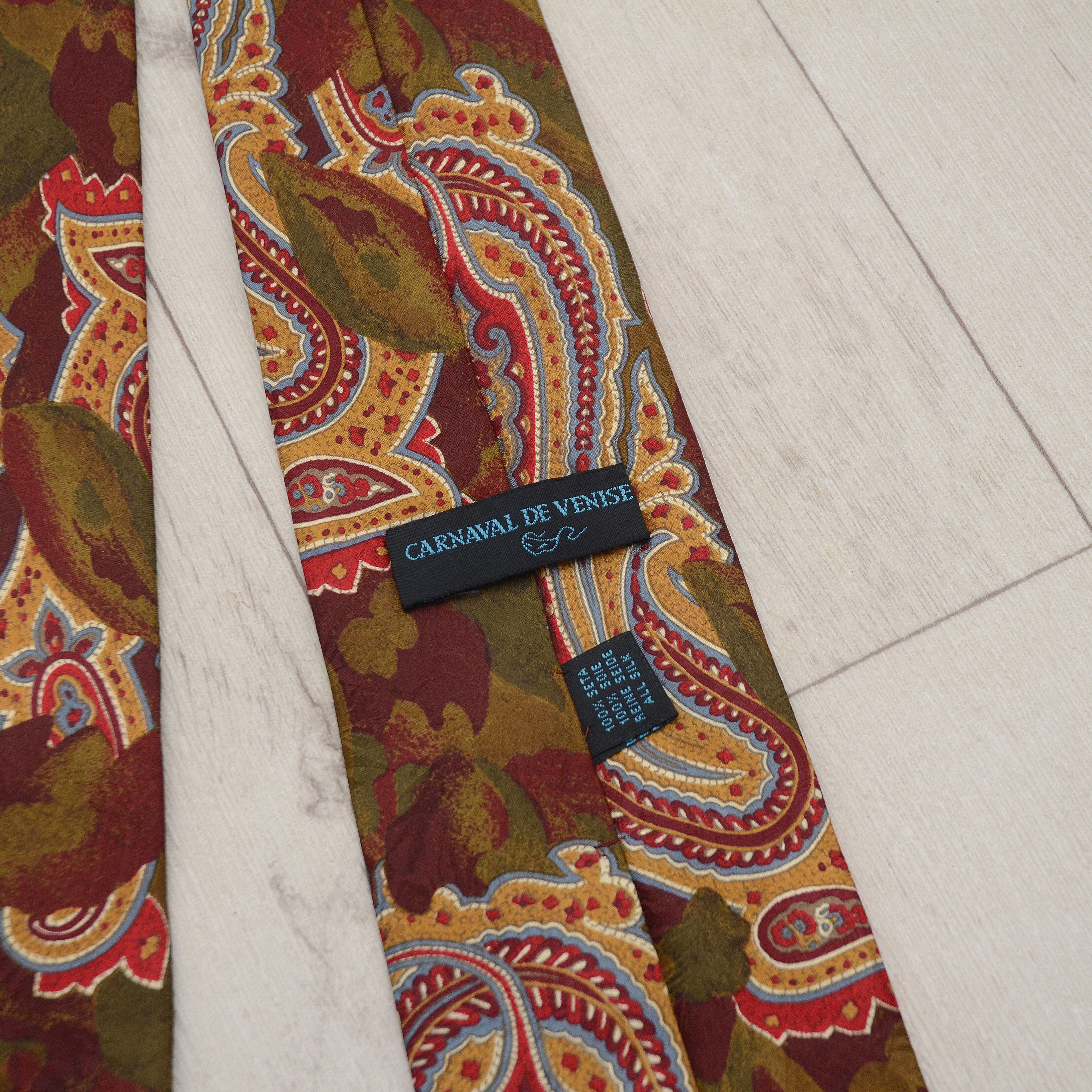 Vintage Vintage Tie CARNAVAL DE VENISE 100% Silk Floral Boho 70's Size ONE SIZE - 4 Thumbnail