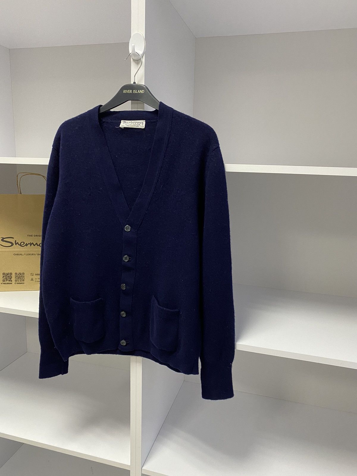 Burberry × Vintage Vintage Burberry wool navy cardigan sweater Size US S / EU 44-46 / 1 - 5 Thumbnail