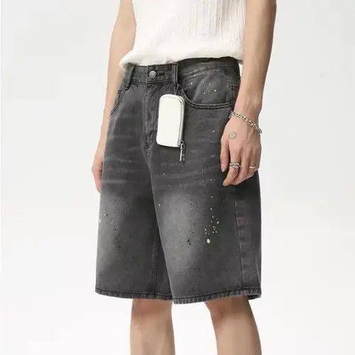 VIBE Design Loose Wide Leg Straight Washed Shorts Jorts Size US 32 / EU 48 - 4 Thumbnail