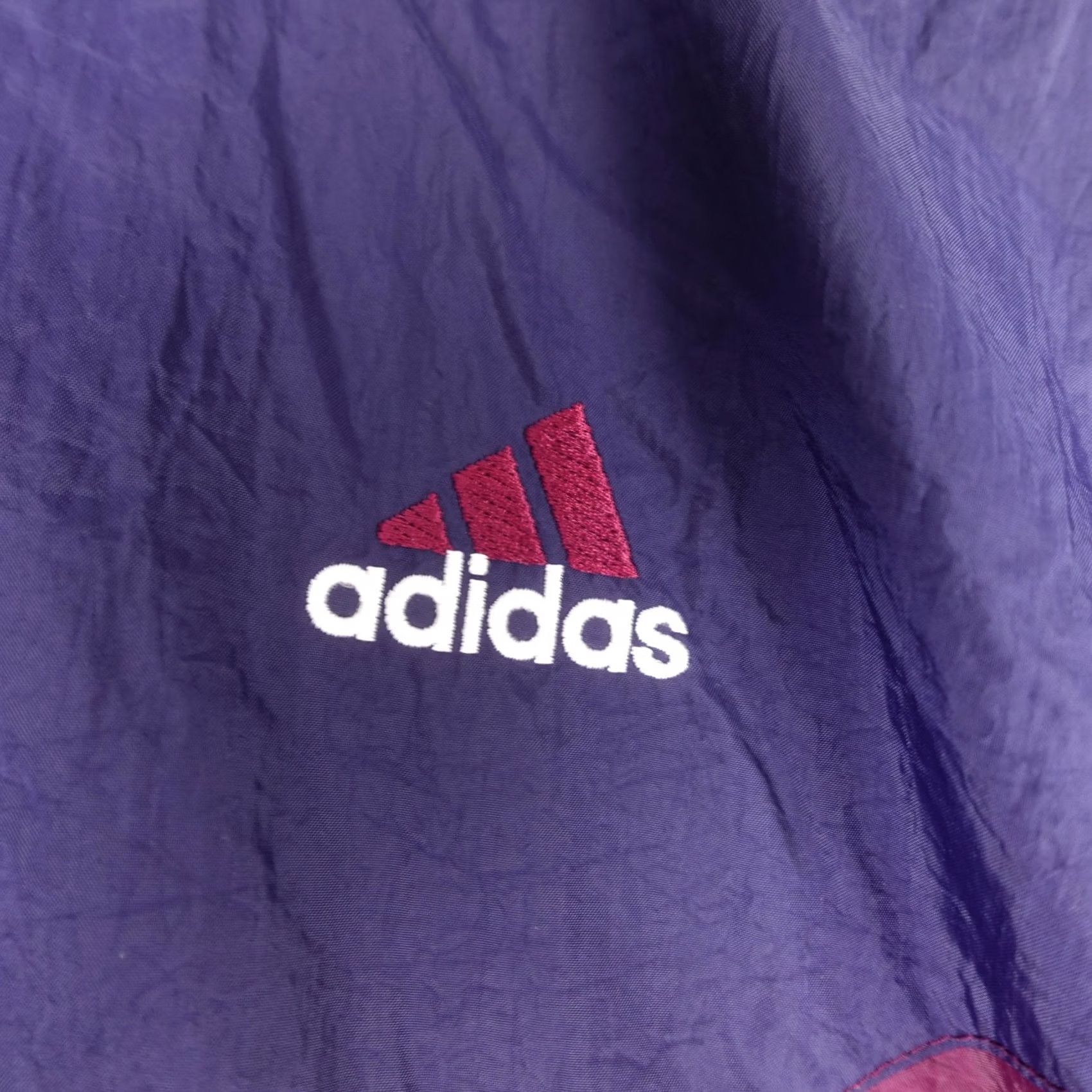 Adidas VINTAGE Adidas Windbreaker Jacket Mens Large Purple Red Pullover Half Zip Track Size US L / EU 52-54 / 3 - 6 Thumbnail