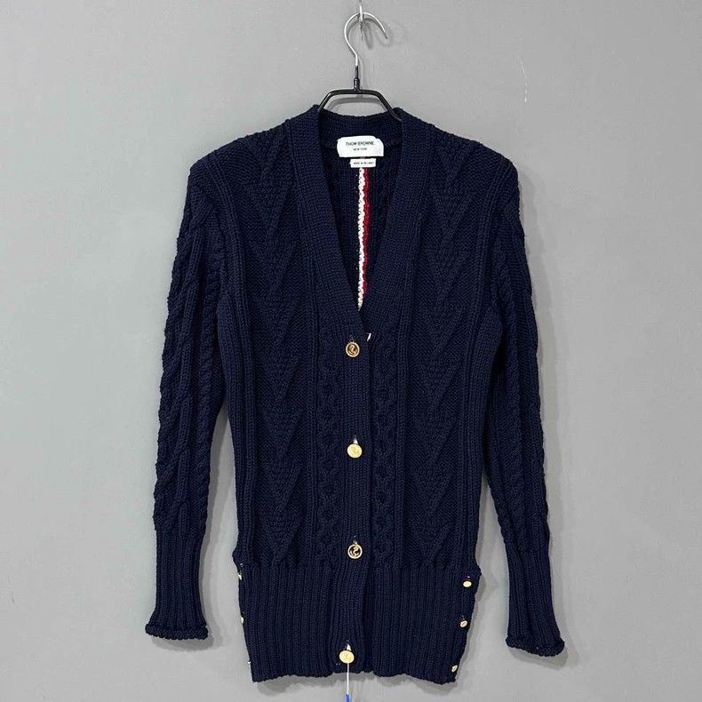 Thom Browne Thom Browne Size 38 Dark blue knitted sweater jacket 2505- Size US XXS / EU 40 - 1 Thumbnail