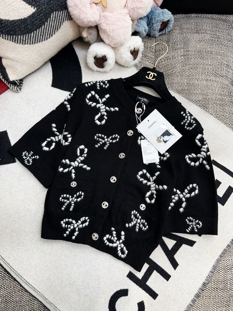 Chanel Chanel Black Bow Knit Cardigan Jacket Size M / US 6-8 / IT 42-44 - 8 Thumbnail