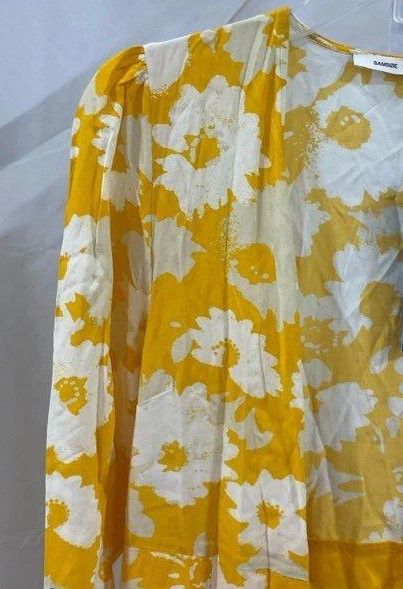 Samsoe Samsoe SAMSOE Sunflower Yellow Abstract Floral "Janine" Mini Dress Size L / US 10 / IT 46 - 4 Thumbnail