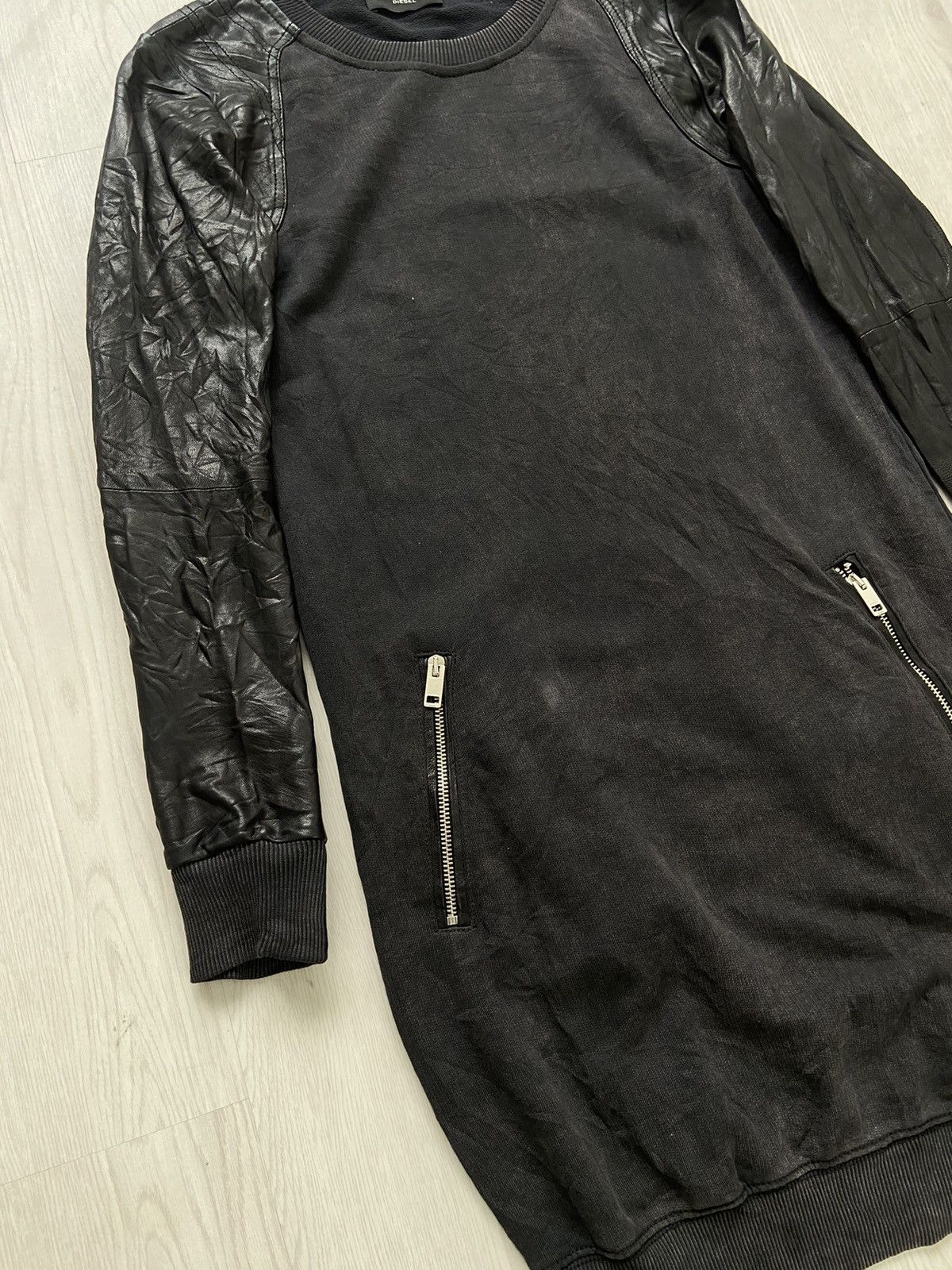 Diesel × Diesel Black Gold Vintage Diesel Lambskin Hybrid Zipper Dress Sweatshirt Size M / US 6-8 / IT 42-44 - 6 Thumbnail