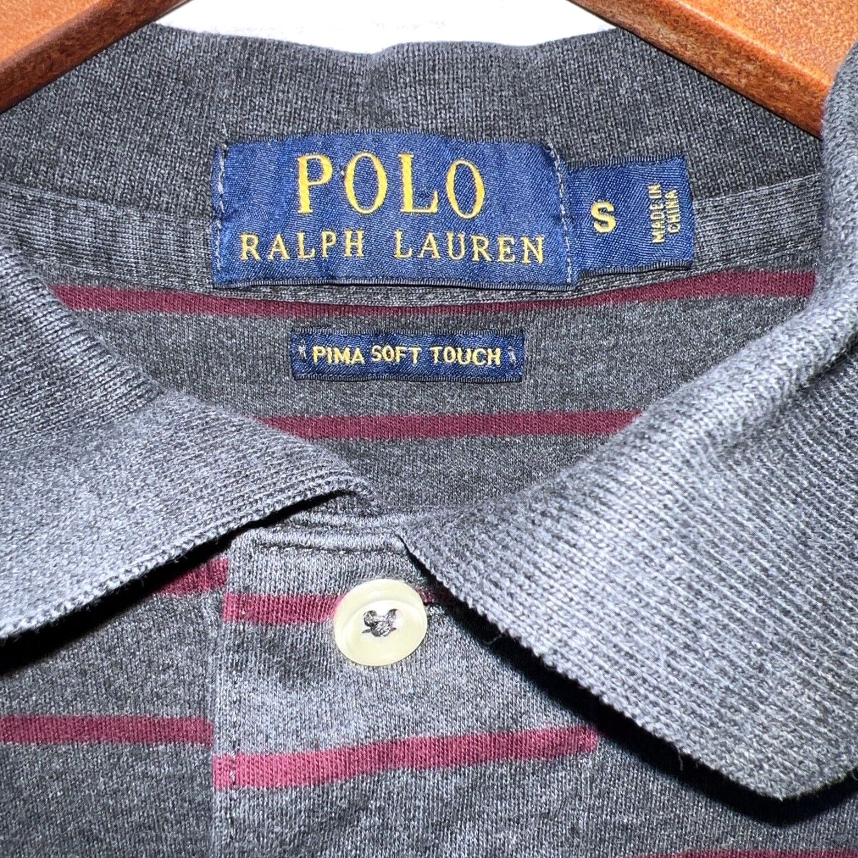 Ralph Lauren VINTAGE Ralph Lauren Polo Shirt Men S Gray Striped Pima Soft 90s Size US S / EU 44-46 / 1 - 3 Thumbnail