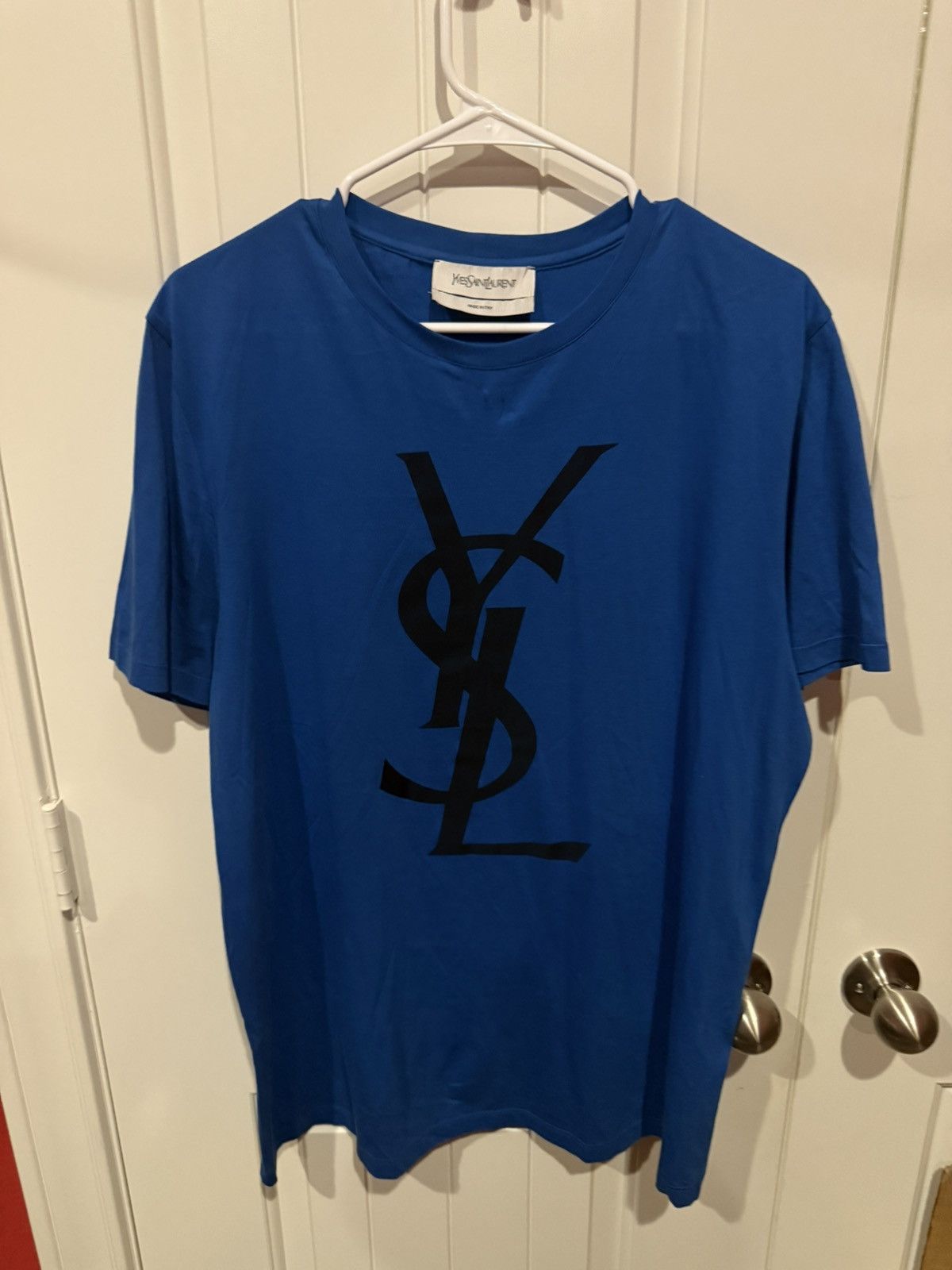 Yves Saint Laurent Yves Saint Laurent Blue Logo T Shirt size xxl Size US XXL / EU 58 / 5 - 1 Thumbnail