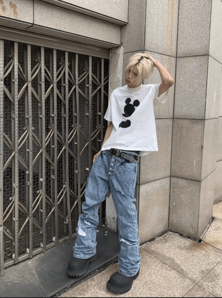 Other Y2K Blue Washed Destroyed Wide Leg jeans Size US 34 / EU 50 - 4 Thumbnail