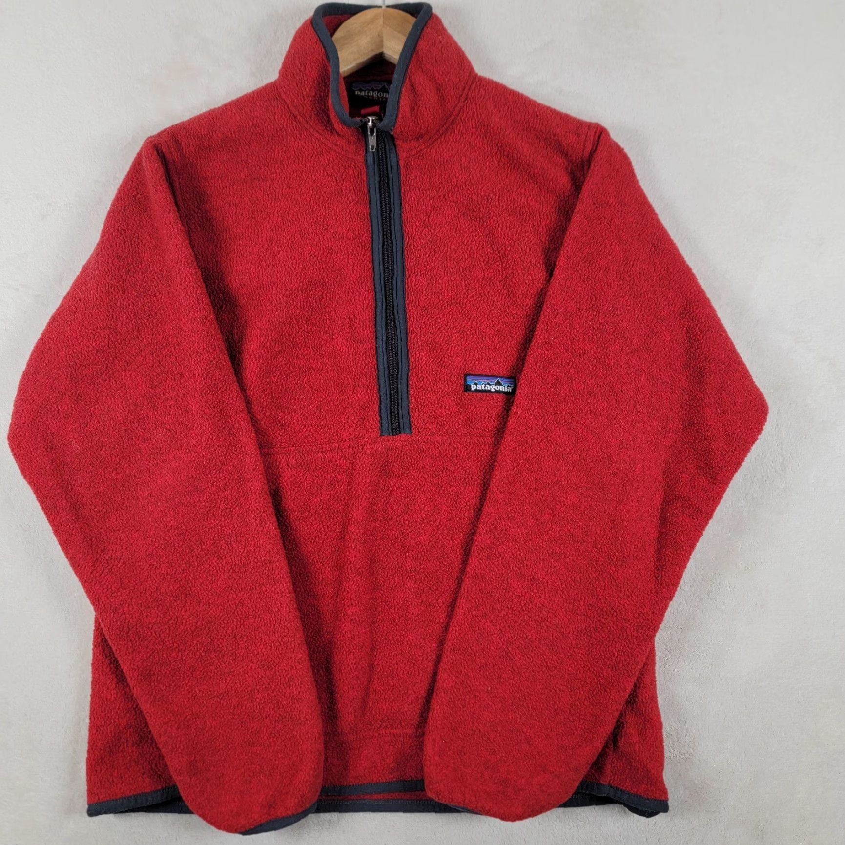 Patagonia VINTAGE Patagonia Synchilla Marsupial Pullover 1/4 Zip Red Blue Mens S Jacket Size S / US 4 / IT 40 - 3 Thumbnail