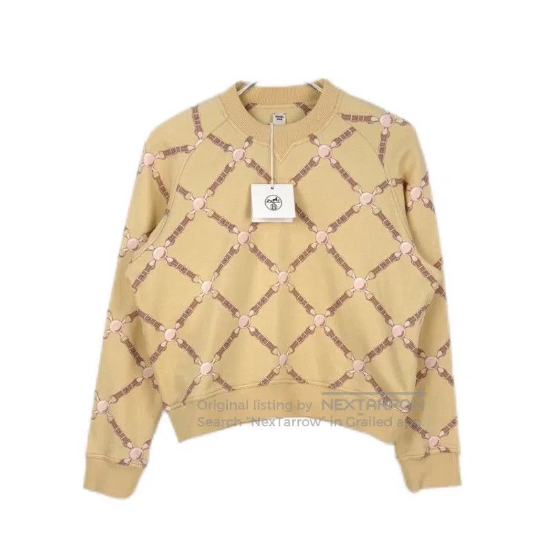 Hermes Beige Chain Pattern Sweatshirt