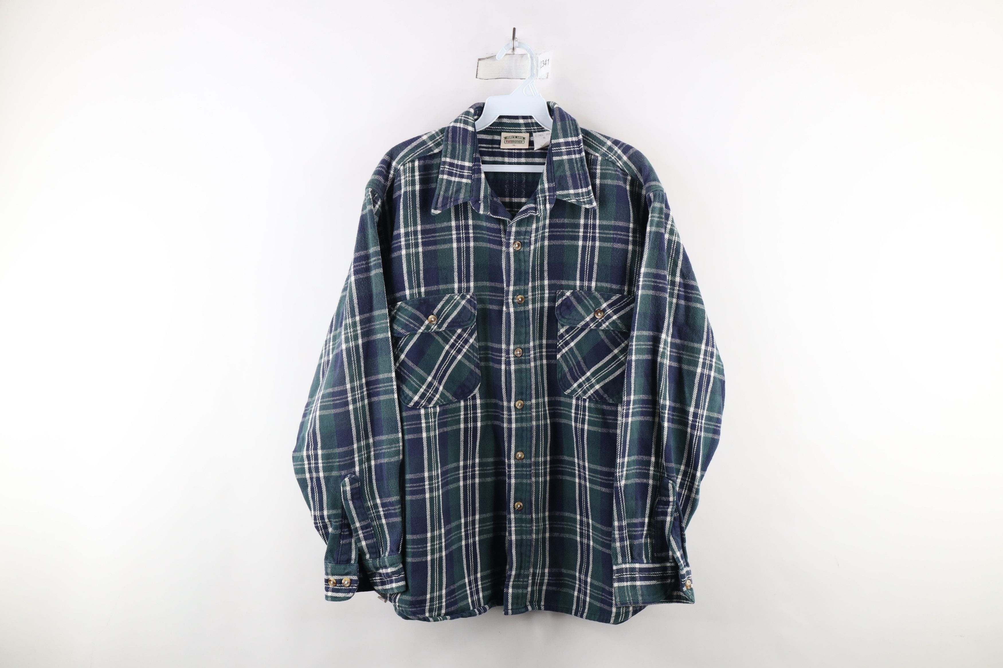 FiveBrother × Vintage Vintage 90s Five Brother Heavyweight Button Shirt Plaid Size US XL / EU 56 / 4 - 1 Thumbnail