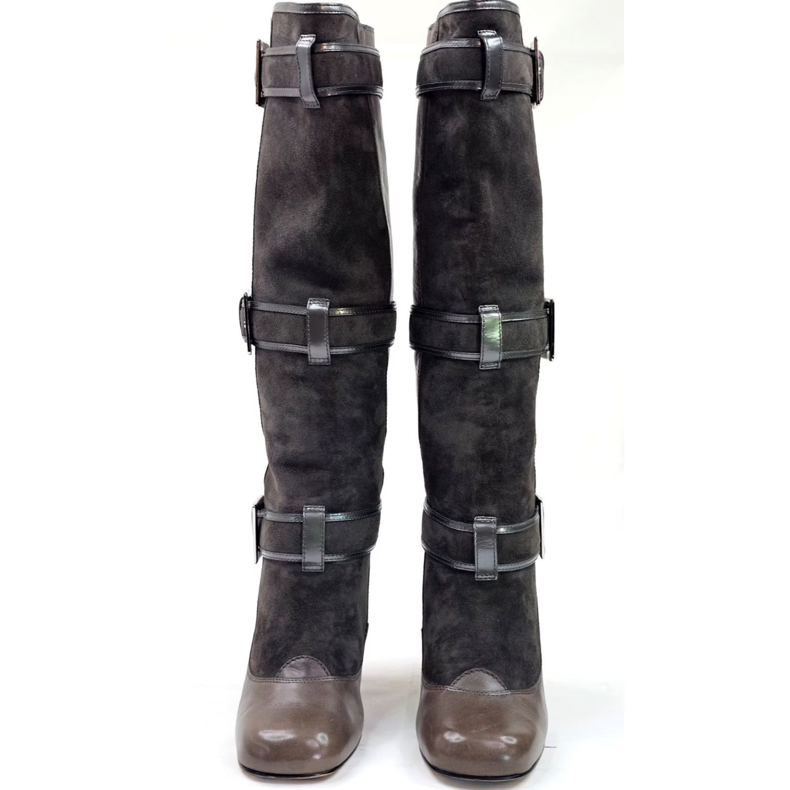 Cole Haan Cole Haan Yolanda Nike Air Tall Riding Boot Women 8B Taupe Gray Suede High Heel Riding Boot Leather Buckle Knee High Adult Women Size US 8 / IT 38 - 3 Thumbnail