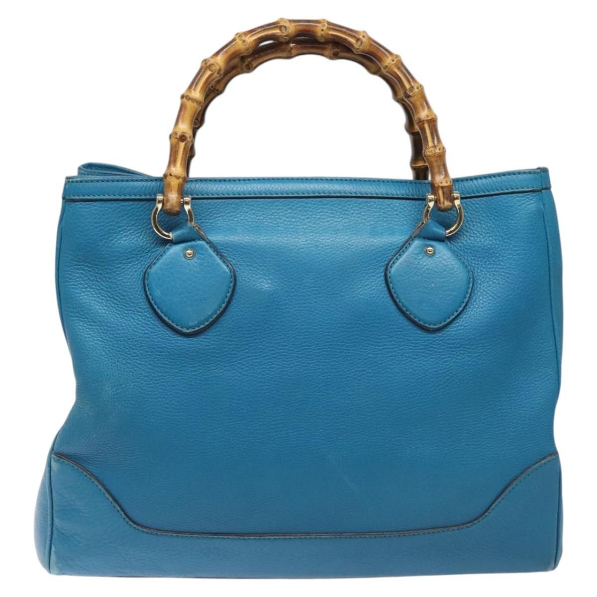 Gucci GUCCI Bamboo Hand Bag Leather Blue Gold Size ONE SIZE - 2 Thumbnail