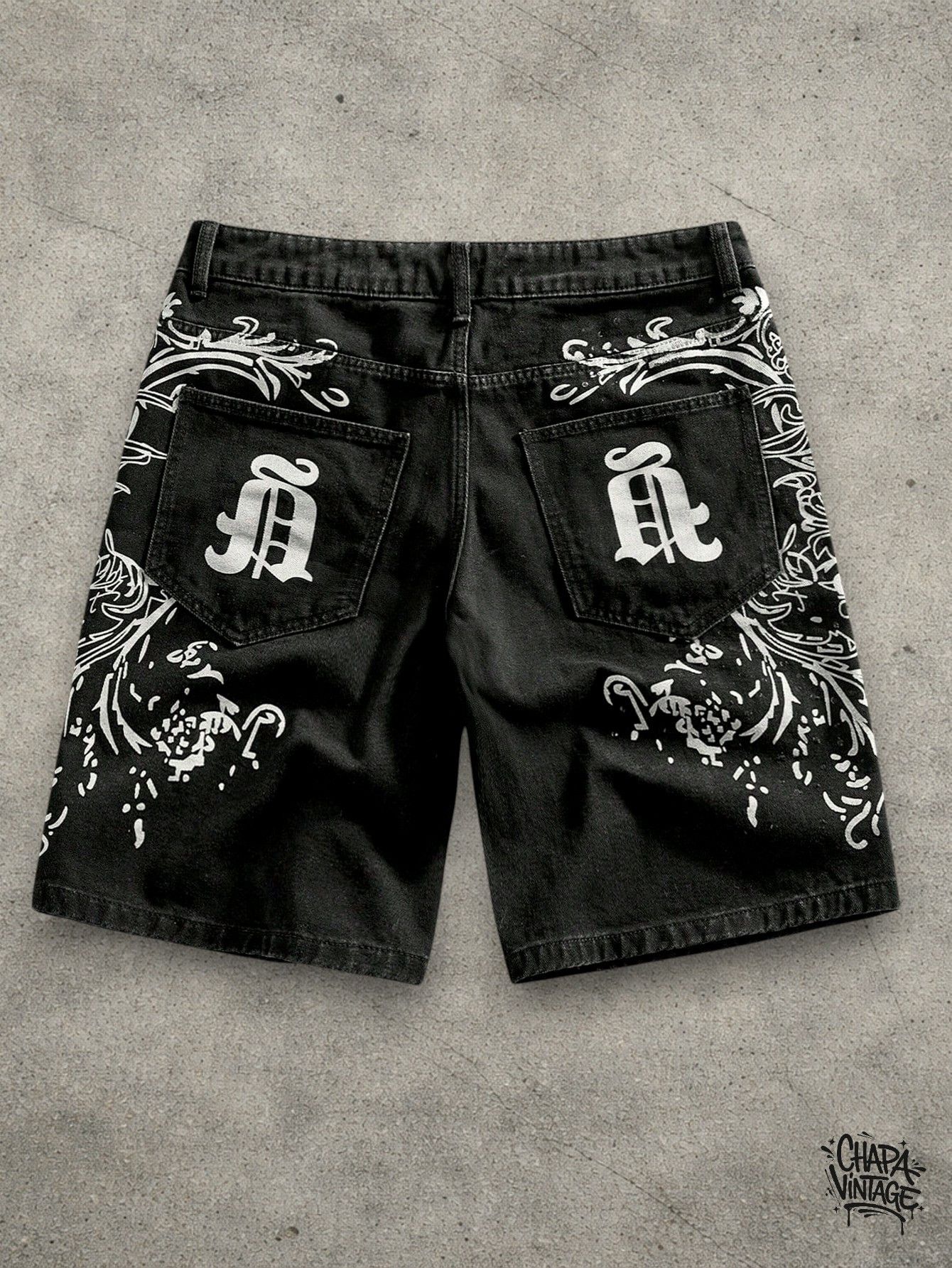 Vintage Graphic denim dark shorts Size US 32 / EU 48 - 1 Thumbnail