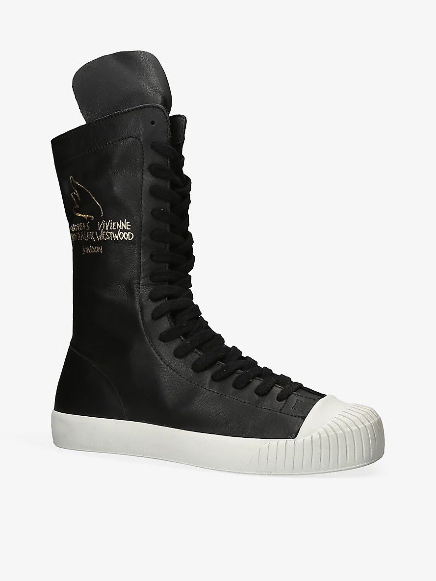Vivienne Westwood o1f1d3z0525 Boxing Leather Tall Boots in Black Size US 9 / EU 42 - 2 Thumbnail