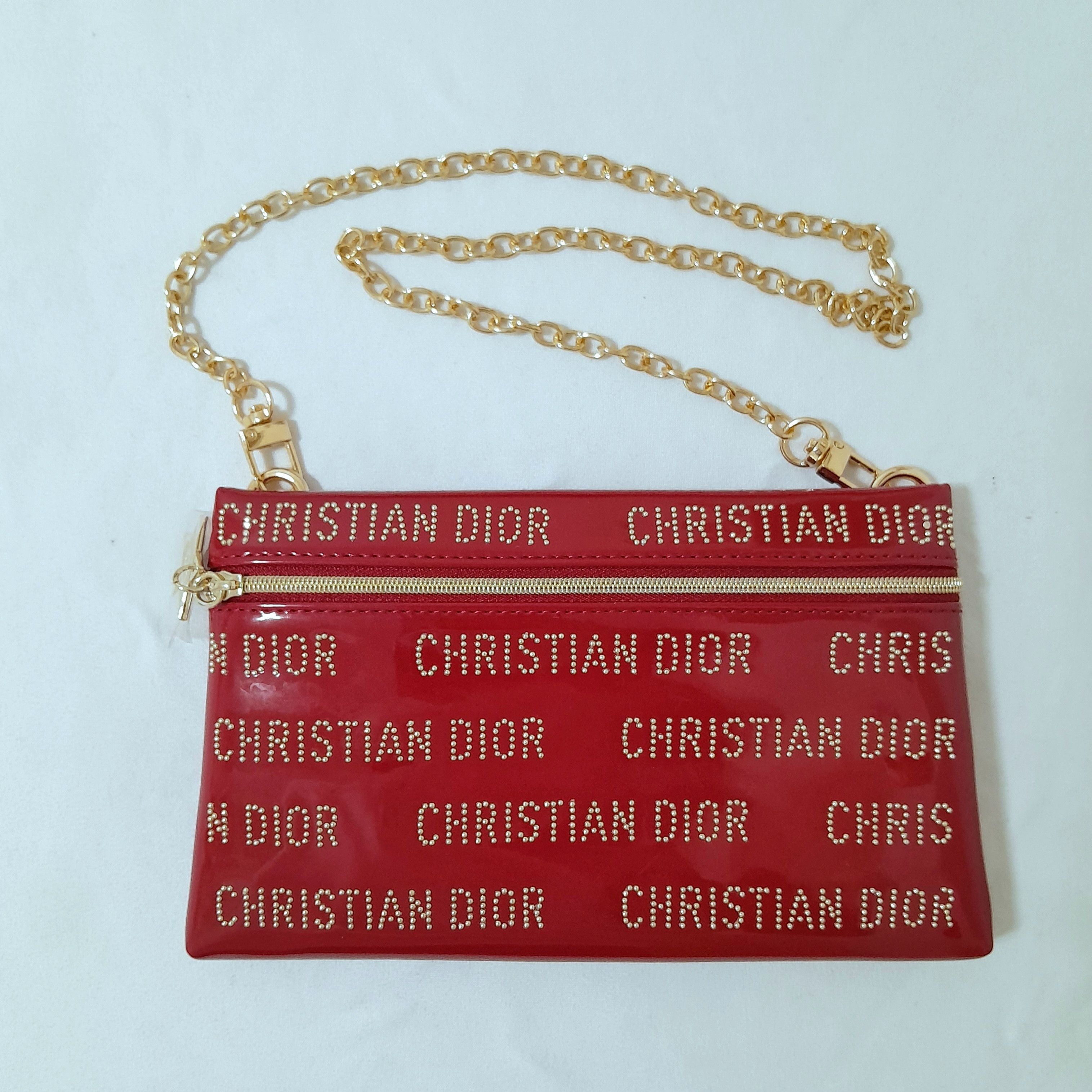 Dior Dior Red Enamel Makeup Bag with added Sling Size ONE SIZE - 1 Thumbnail