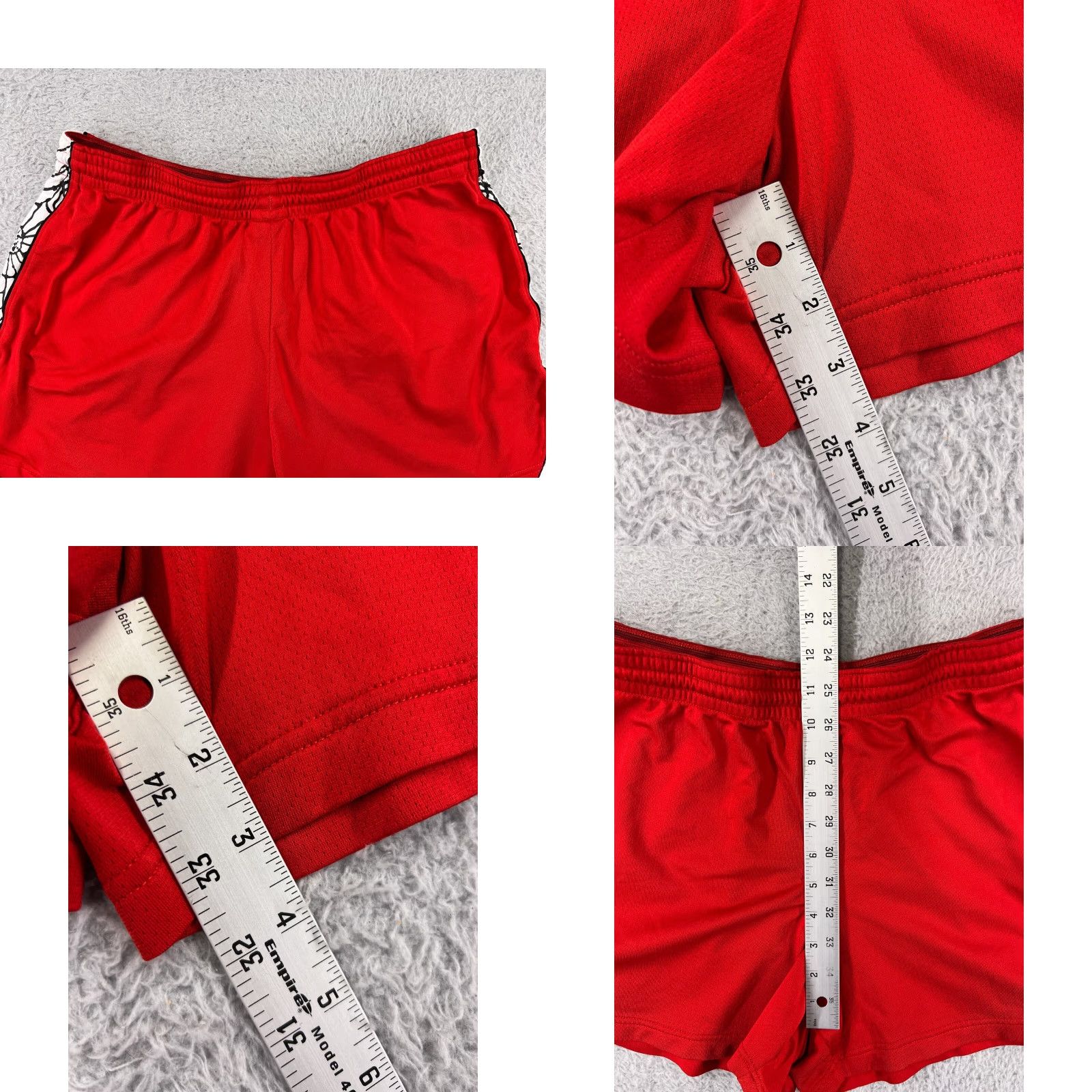 Nike Nike Shorts Womens Large Red White Running Jogging Polyester DriFit Spiderweb Size 36" / US 14 / IT 50 - 8 Thumbnail