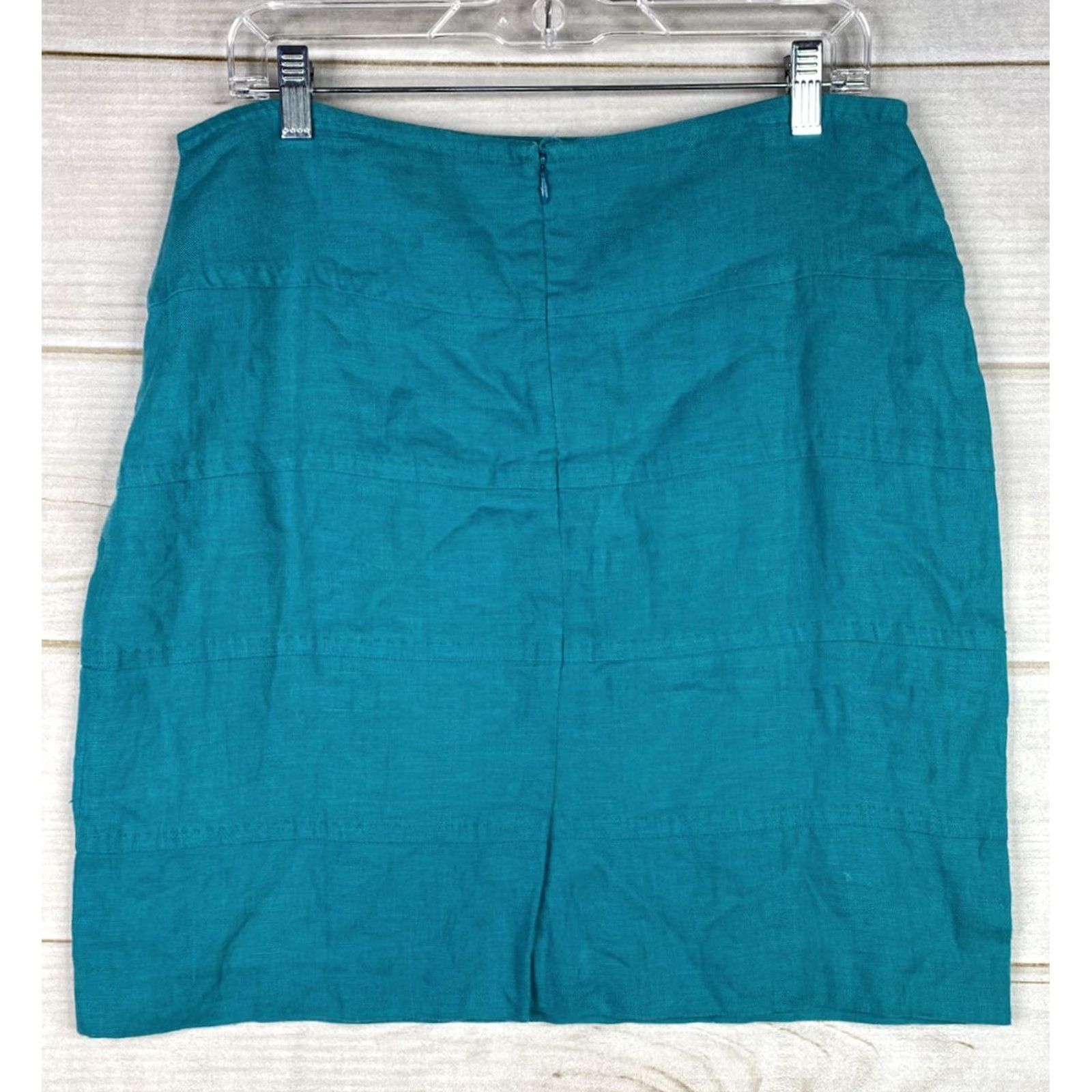 Banana Republic VINTAGE: Banana Republic Skirt Womens 12 Turquoise Green Linen Mini Lined Washable Size 34" / US 12 / IT 48 - 7 Thumbnail