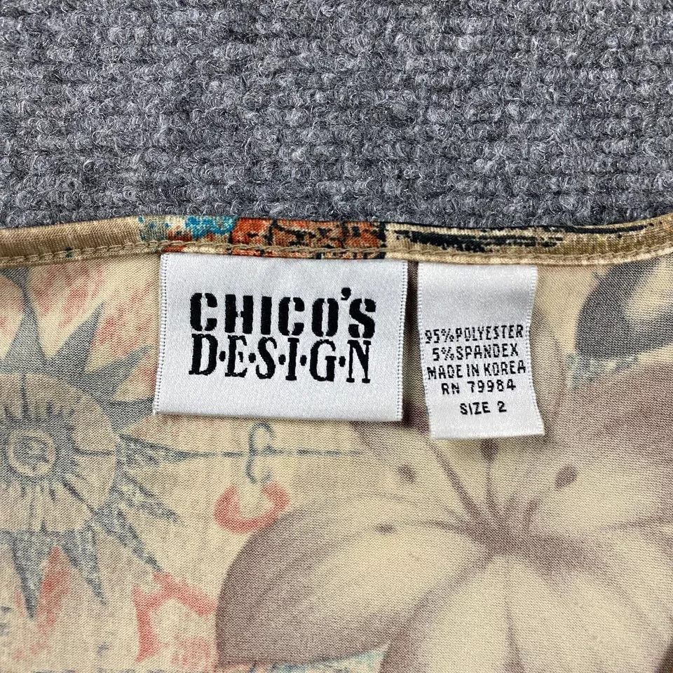 Chicos Chico's Top Womens Size 2 Beige All Over Print Map Hawaii Size XS / US 0-2 / IT 36-38 - 3 Thumbnail
