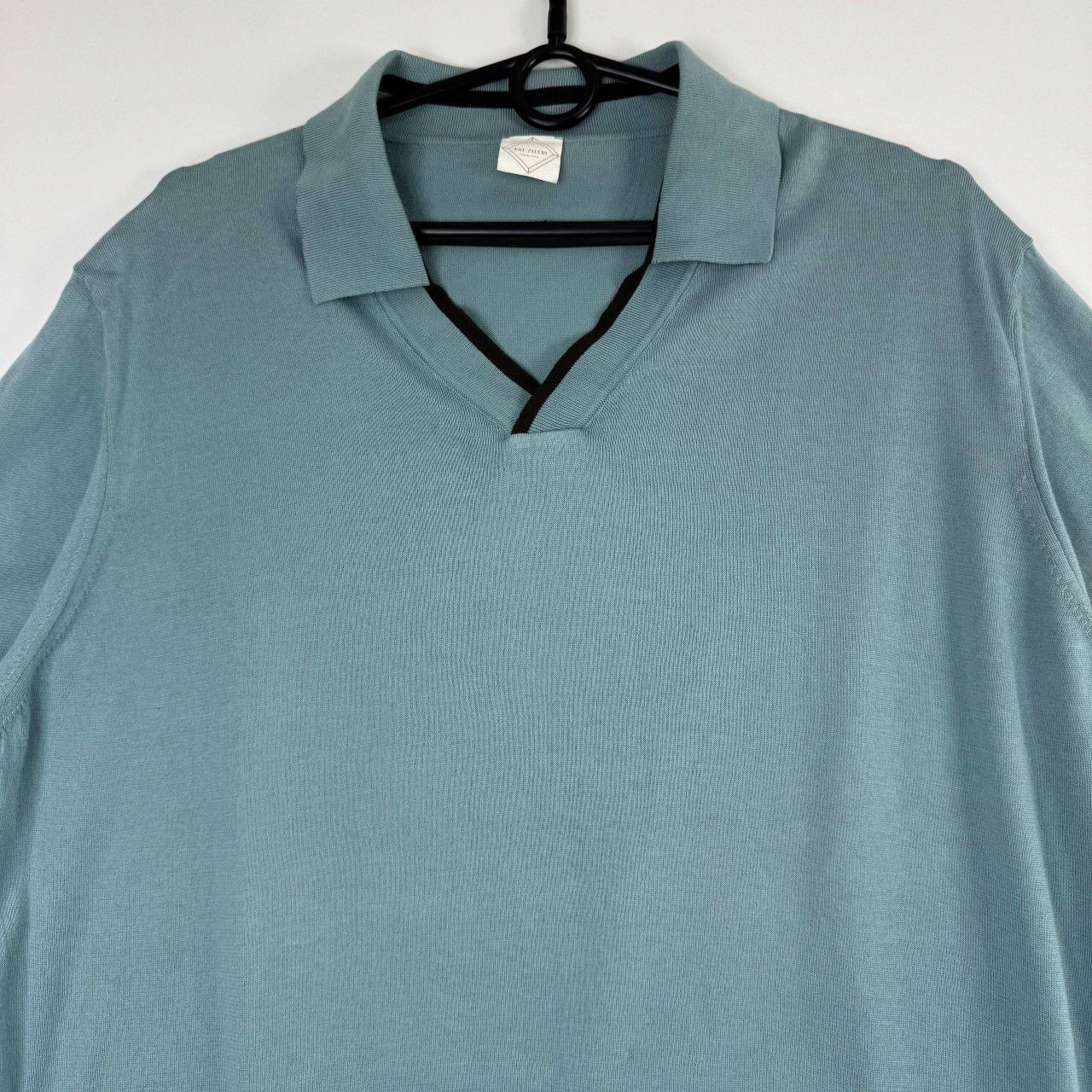 Pal Zileri Pal Zileri Mens Knit Polo Shirt Light Blue Short Size 56 Size US L / EU 52-54 / 3 - 2 Thumbnail