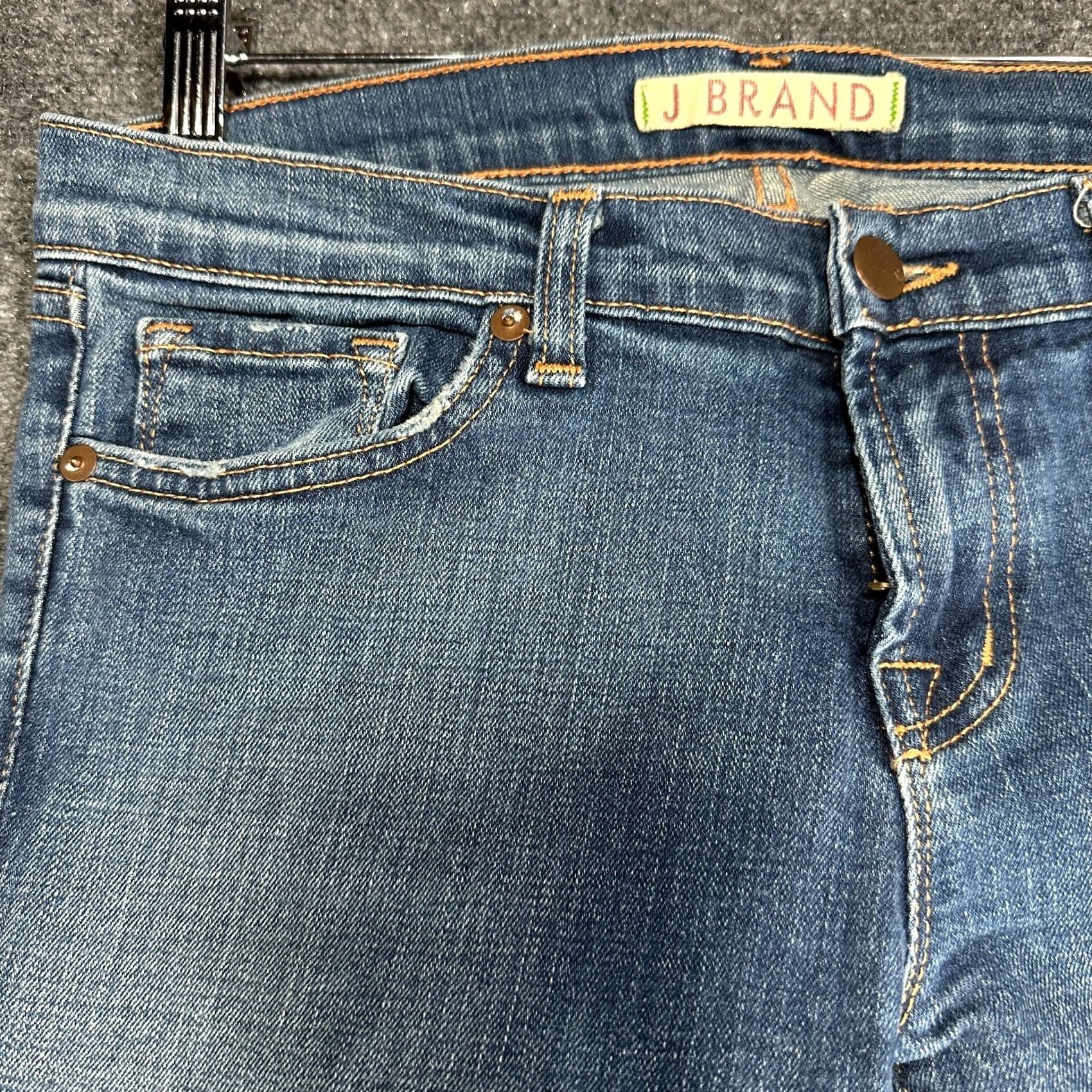 J Brand J Brand Jeans Womens Bootcut 29 Medium Wash Cotton Stretch Frayed Hems Pockets Denim Blue Size 29" - 4 Thumbnail
