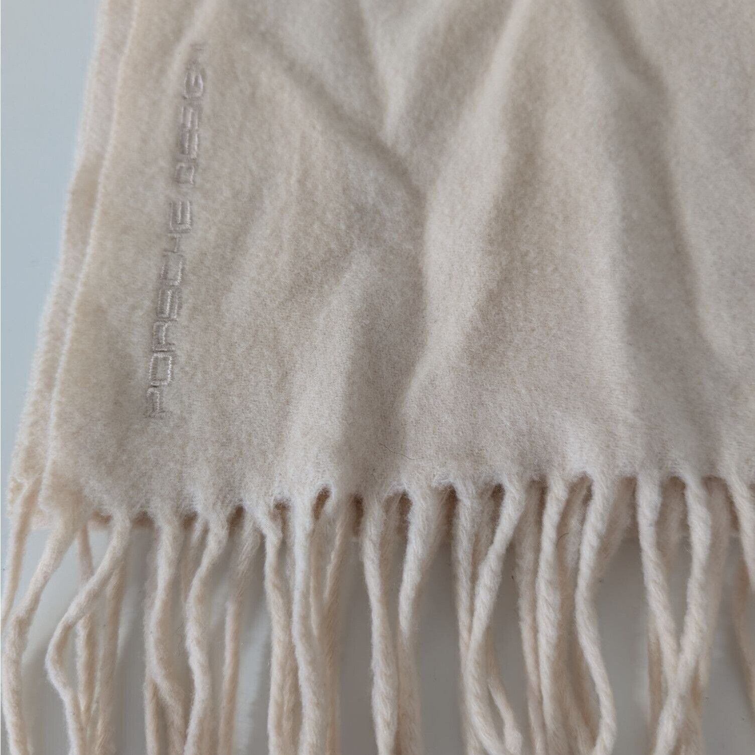 Designer Porsche Design Scarf Wool Fringe Ivory Winter Rectangle Made Size ONE SIZE - 1 Thumbnail
