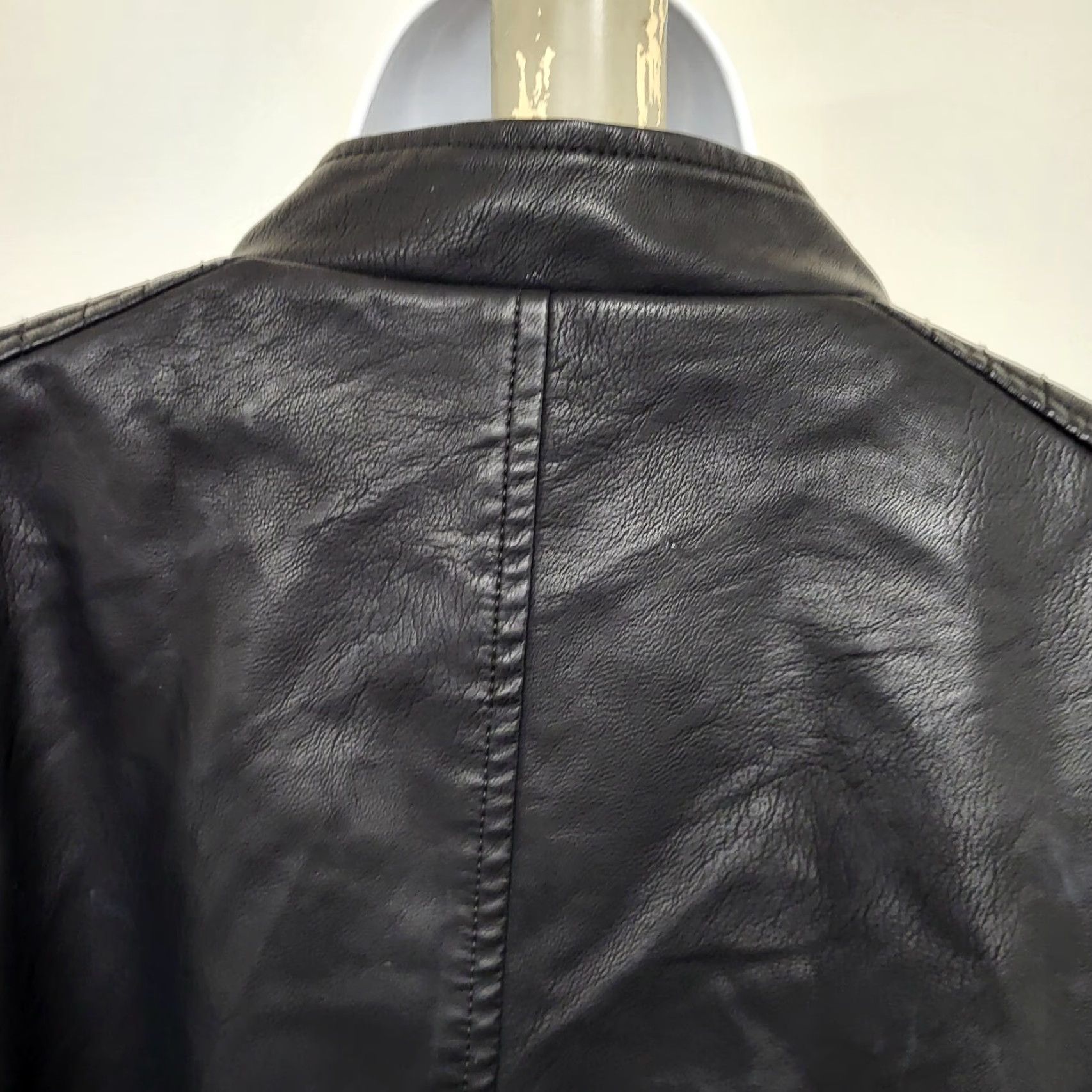 Vintage Baccini Jacket Biker Womens 3X Black Faux Leather Motorcycle Short Sleeve Long Sleeve Zip Winter Casual Plus Size Mens? Wait. Size XXL / US 16-18 / IT 52-54 - 7 Thumbnail