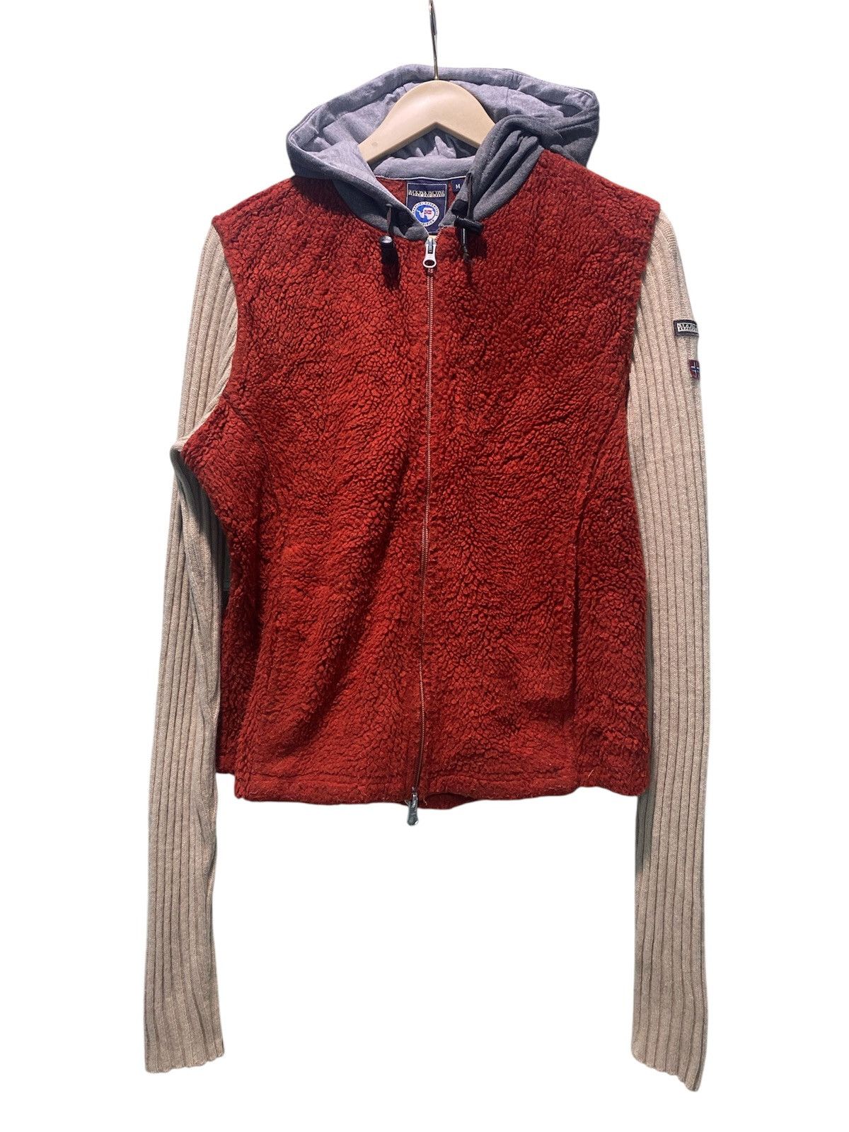 Napapijri Napapijri Fleece Jacket Knit Sleeve Hoodie Sweatshirt Size M / US 6-8 / IT 42-44 - 1 Thumbnail
