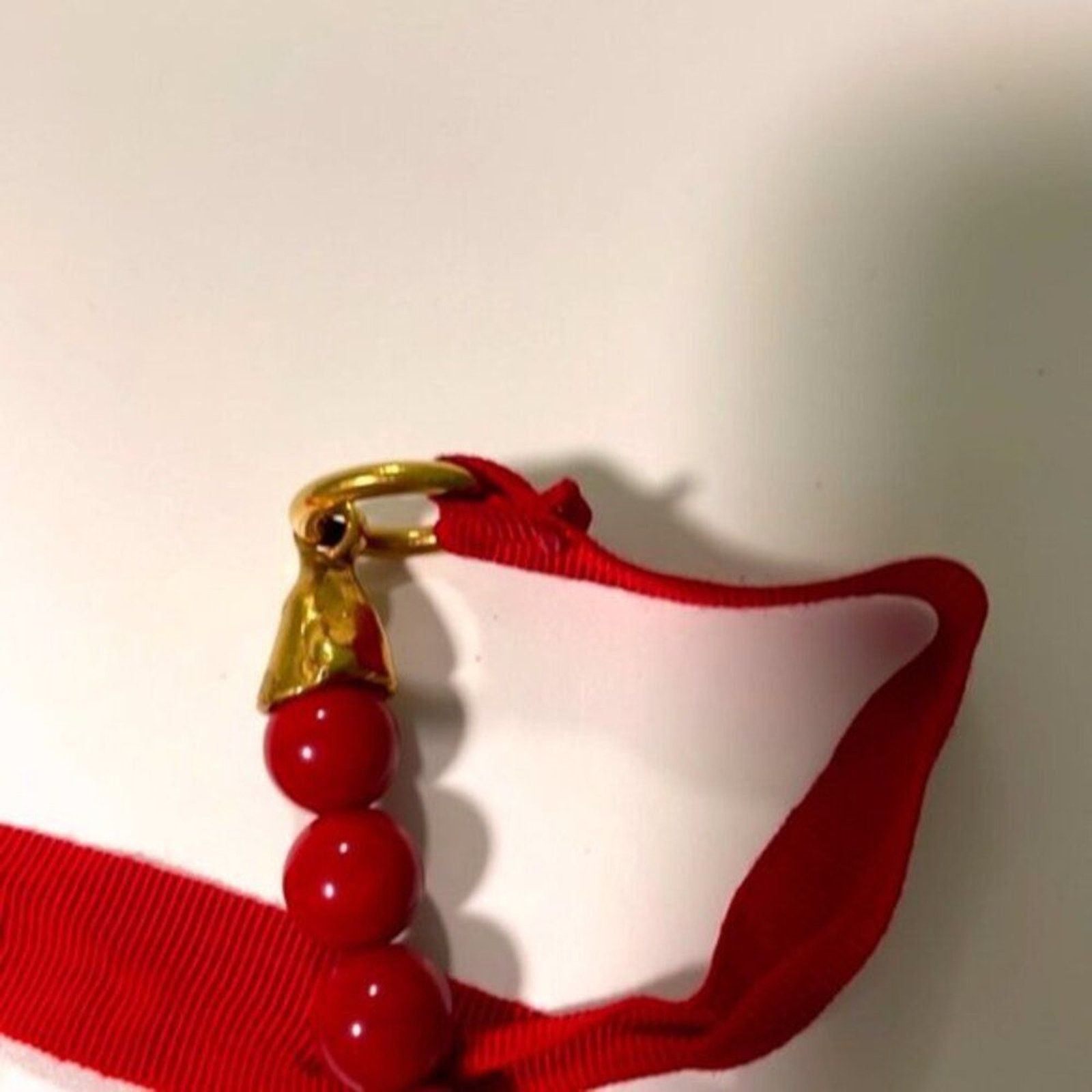 Valentino Valentino red Ribbon Tie Beaded Pendant Necklace Size ONE SIZE - 10 Thumbnail