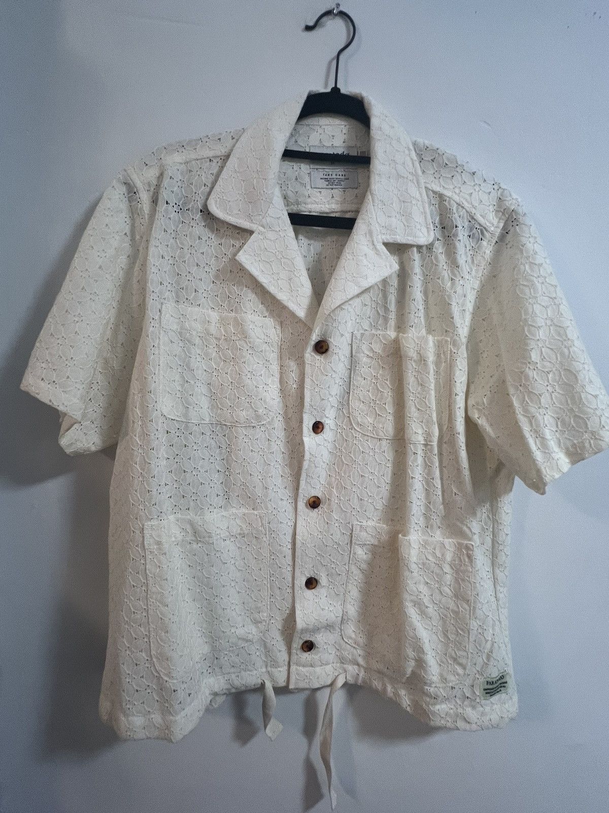 Paratodo Paratodo Short Sleeve White Crochet Button Up Size US M / EU 48-50 / 2 - 1 Thumbnail
