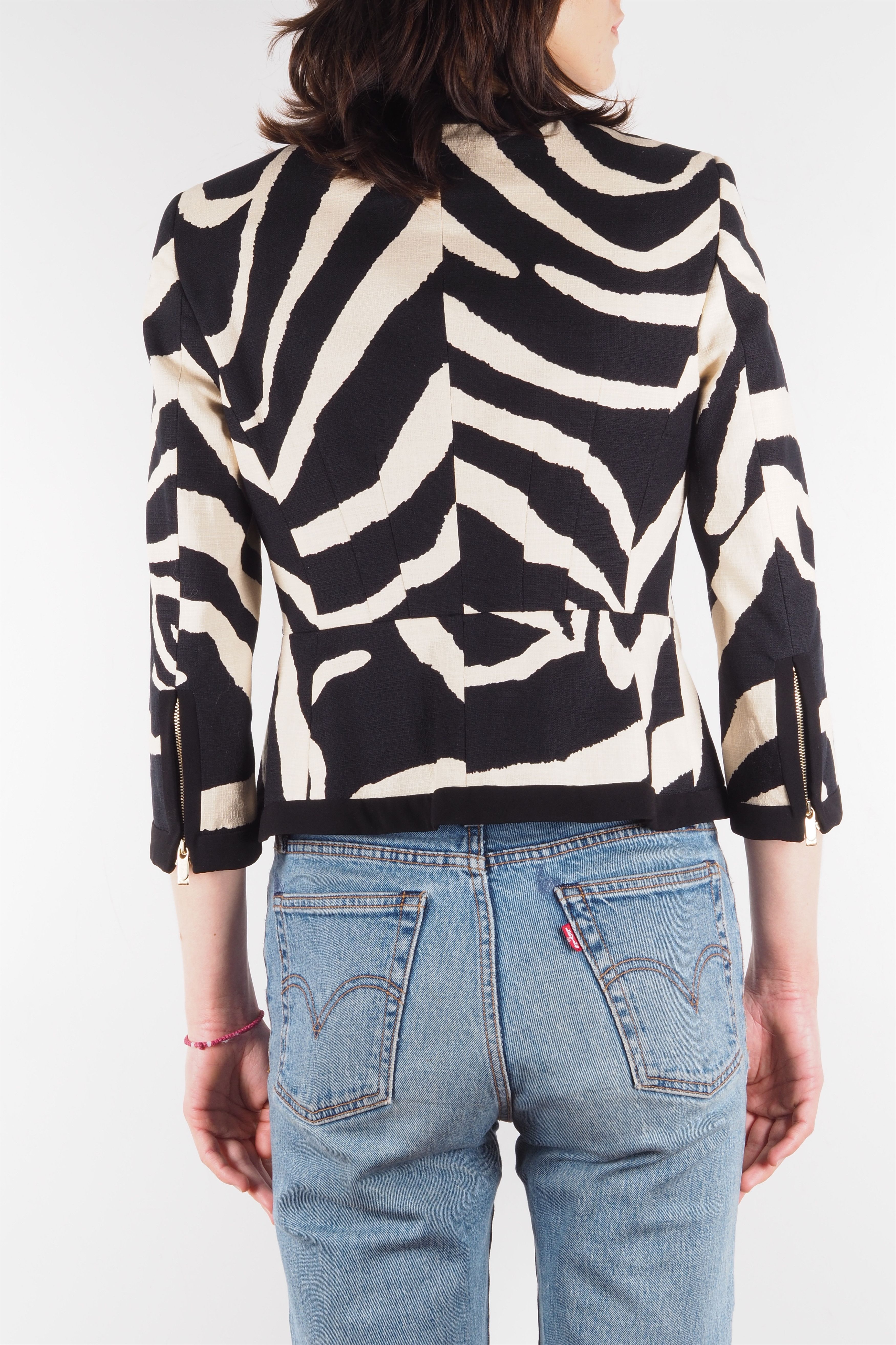 Max Mara Max Mara Studio Animal Zebra Print Zip Blazer Jacket Size M / US 6-8 / IT 42-44 - 3 Thumbnail