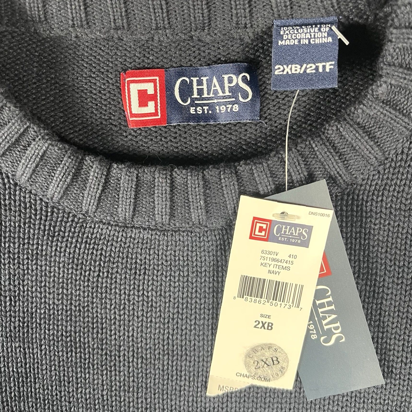 Chaps Chaps Sweater Knit Round Neck Embroidered Logo Black 2XB Big & Tall Adults Men Size NWT Knit Pullover Shirt Size US XXL / EU 58 / 5 - 3 Thumbnail