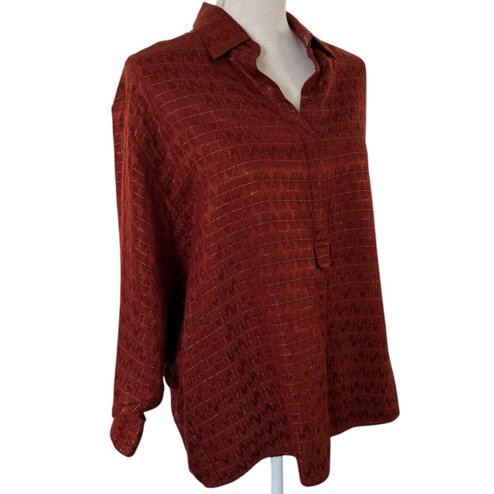 Elizabeth and James Elizabeth and James Rust Gold Pull Over Dolman Blouse S Size S / US 4 / IT 40 - 2 Thumbnail