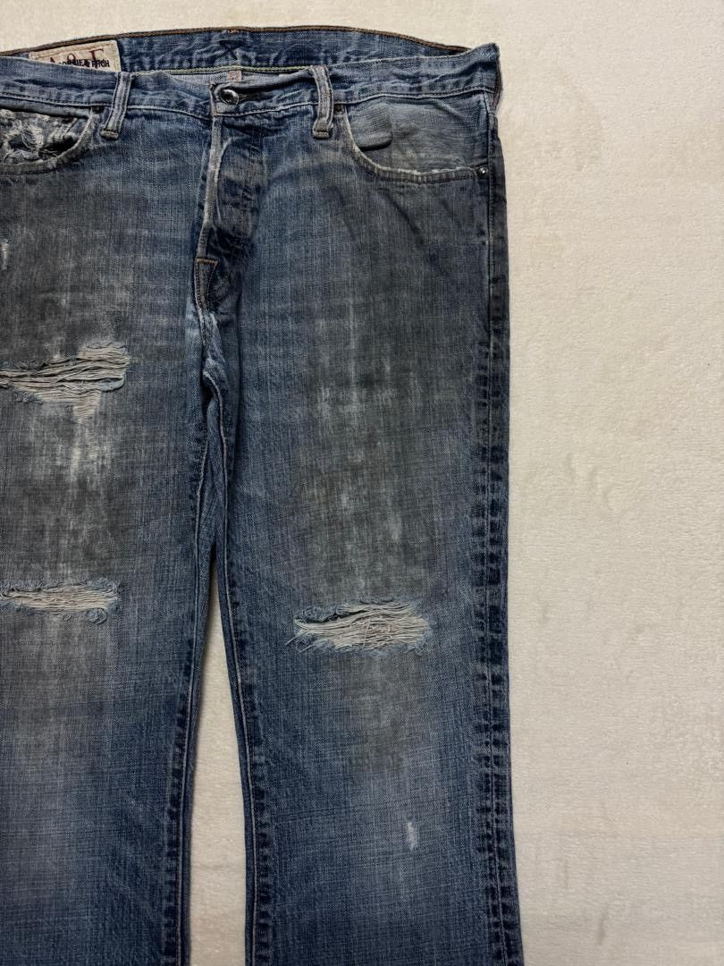 Levi's 💥INSANE💥CRAZY THRASHED ABRECROMBIE FLARED BELL BOTTOM JEANS Size US 35 - 5 Thumbnail