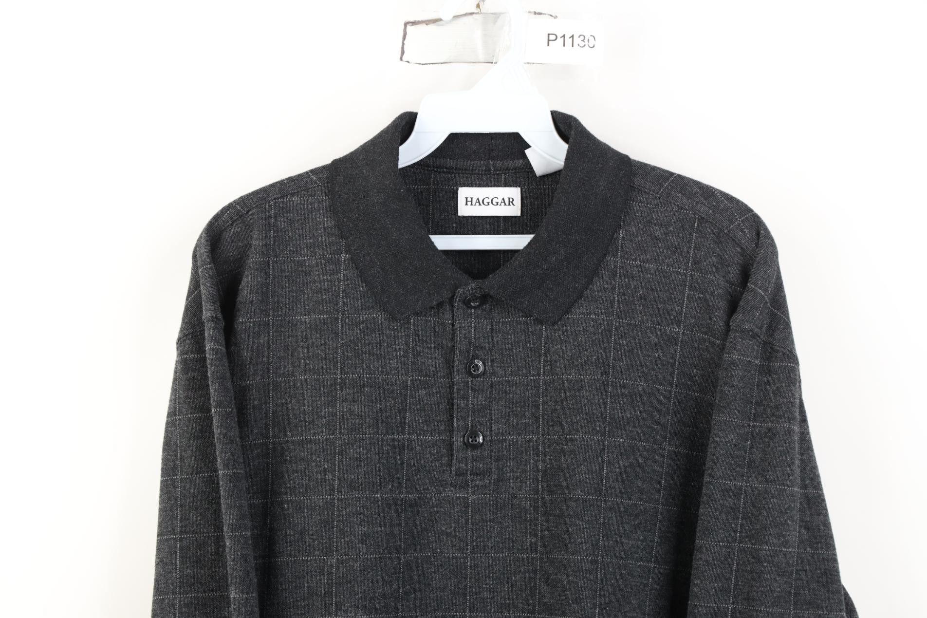 Vintage Vintage 90s Streetwear Long Sleeve Polo Shirt Gray Plaid Size US L / EU 52-54 / 3 - 2 Thumbnail